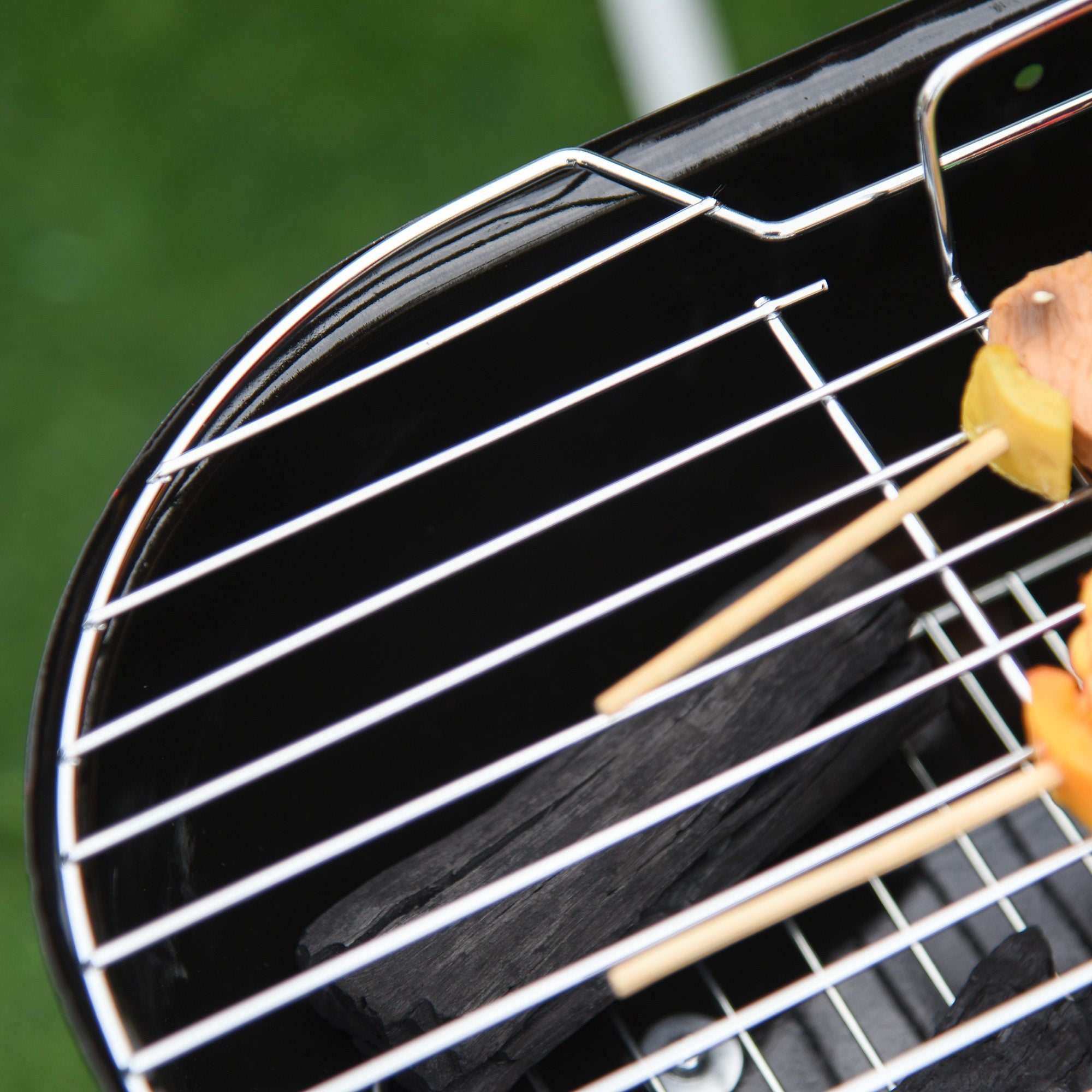 Churrasqueira a Carvão com Rodas e Prateleira 46x52.5x76 cm Preto e Vermelho