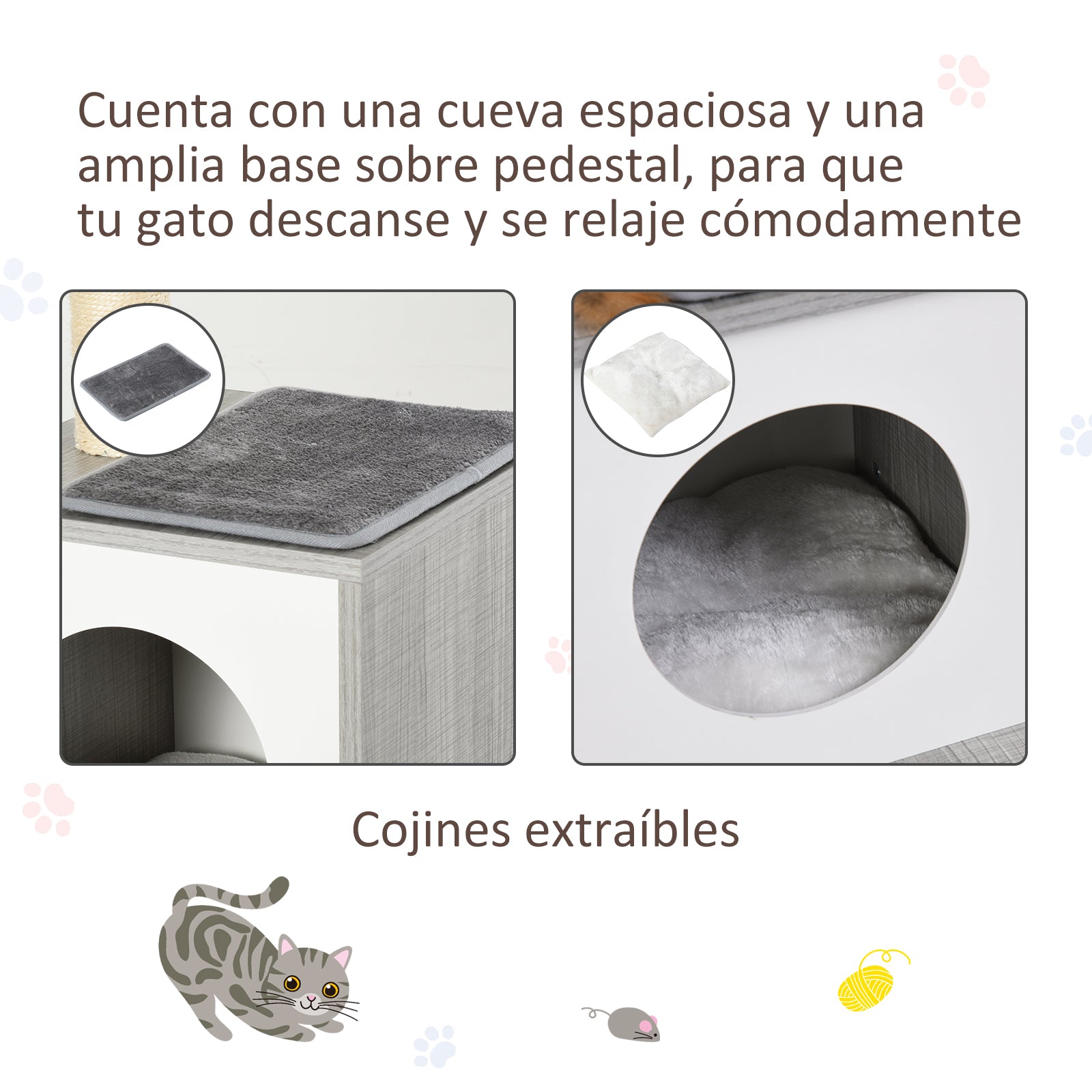 Arranhador para Gatos 59x39x62 cm Cinzento