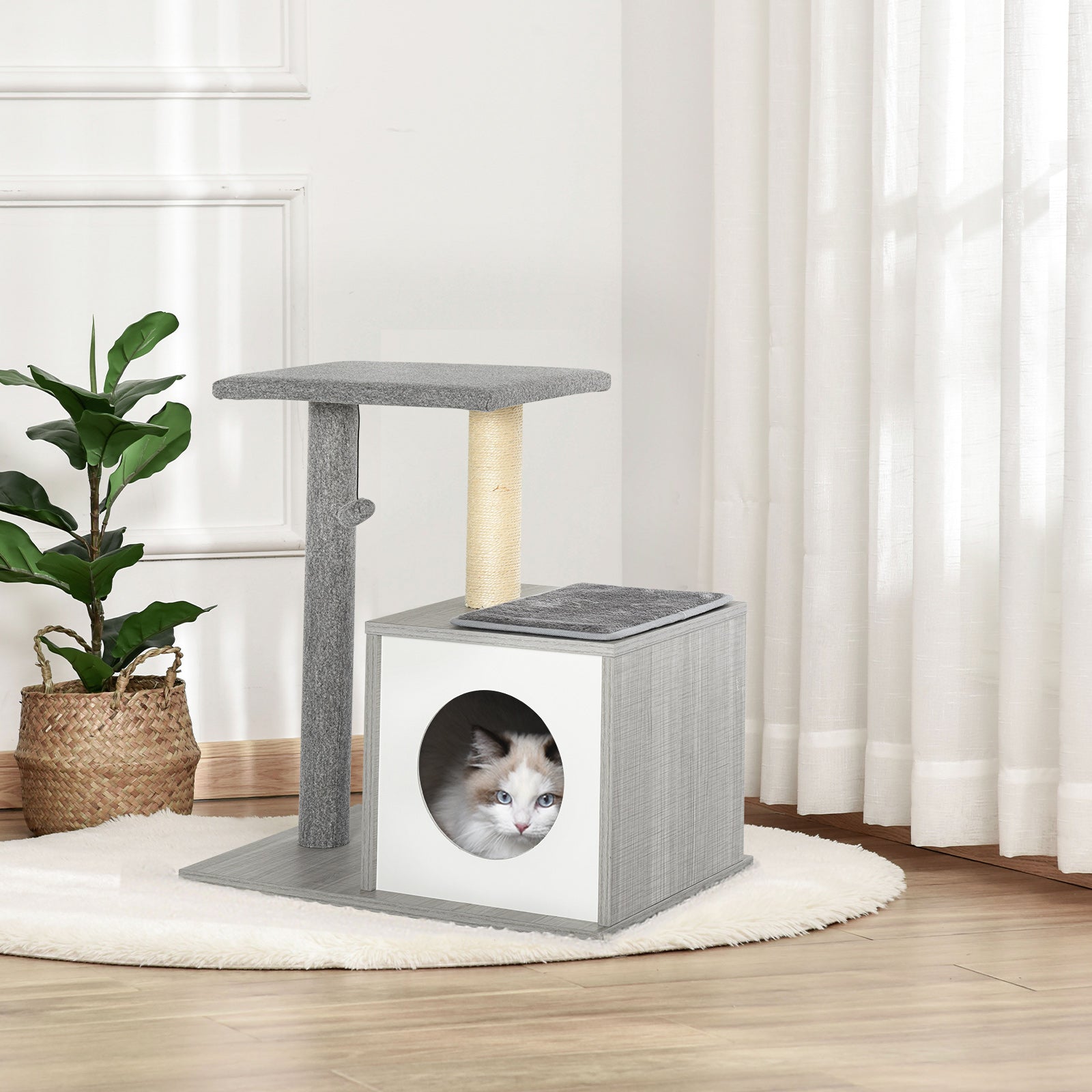 Arranhador para Gatos 59x39x62 cm Cinzento
