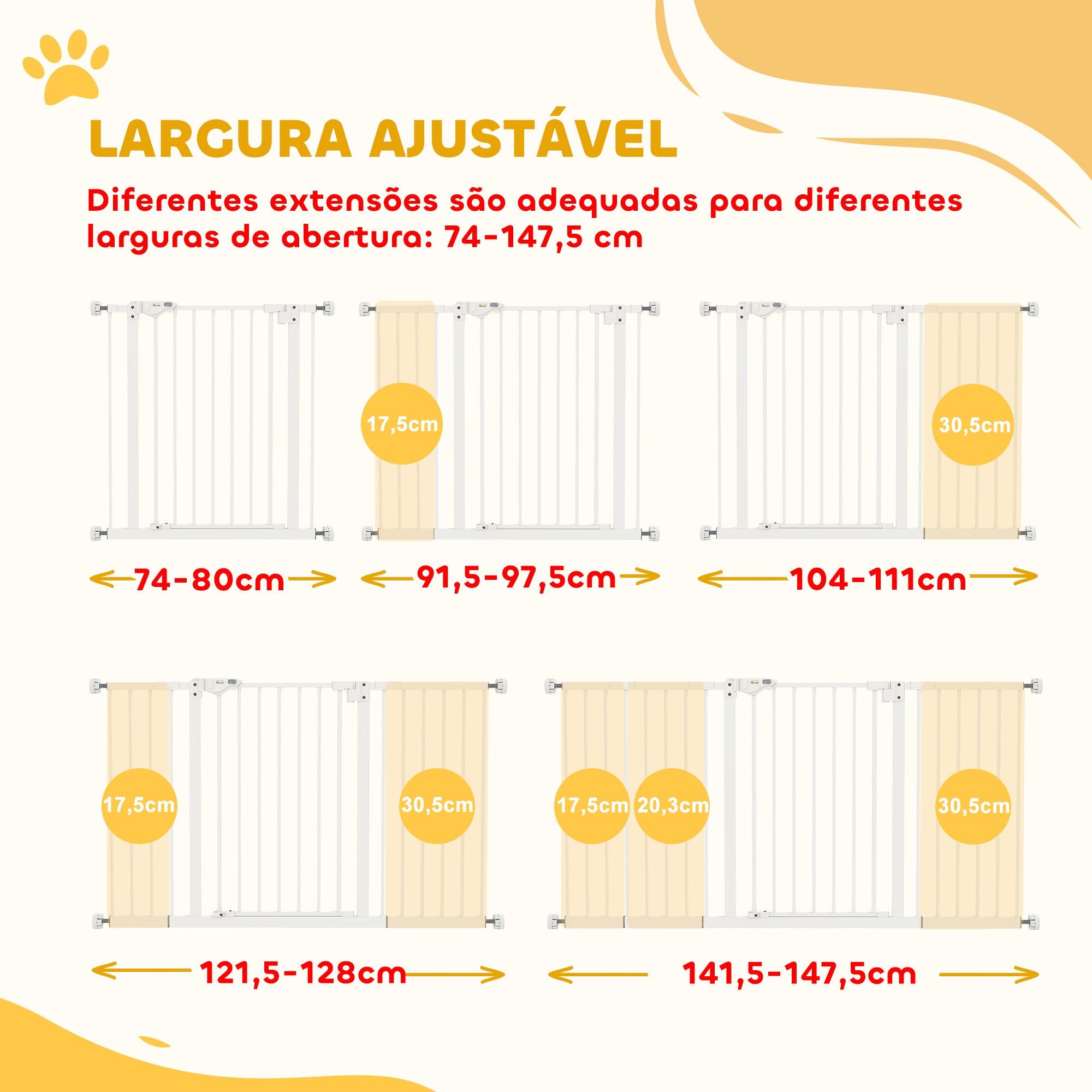 Barreira de Segurança Extensível 74-147,5x76,2 cm Branco