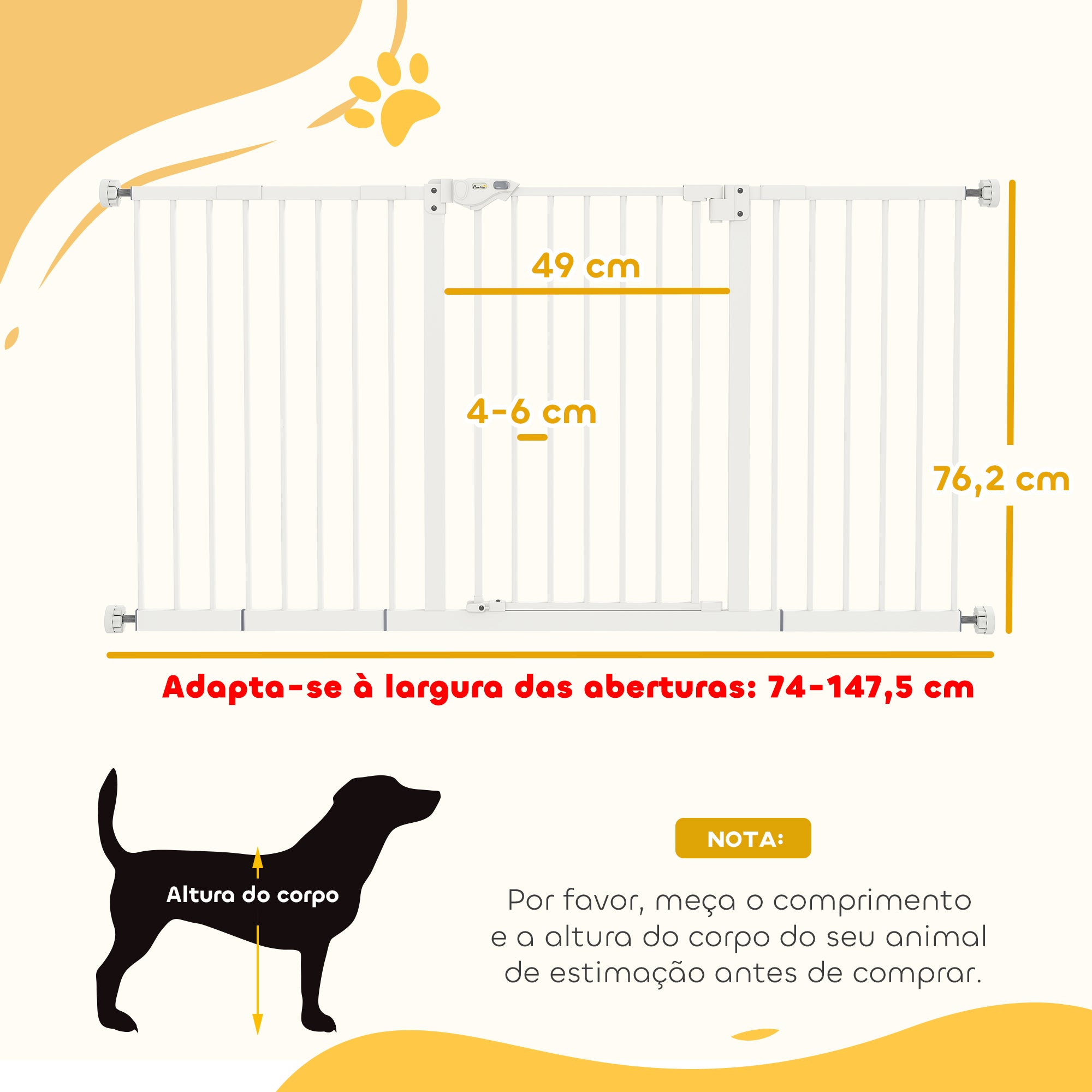 Barreira de Segurança Extensível 74-147,5x76,2 cm Branco