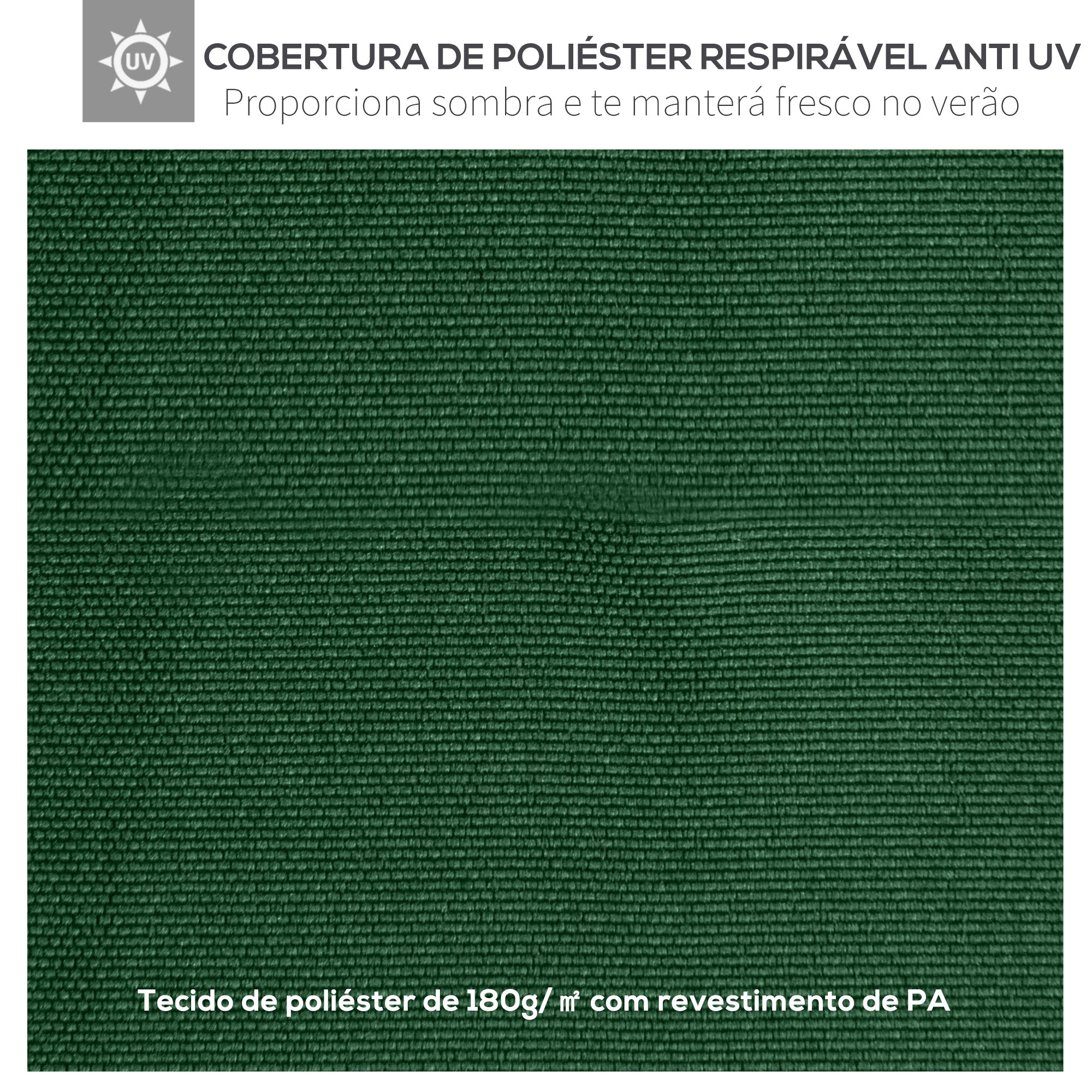 Toldo de Substituição Verde 300x300cm para Pérgola de Jardim