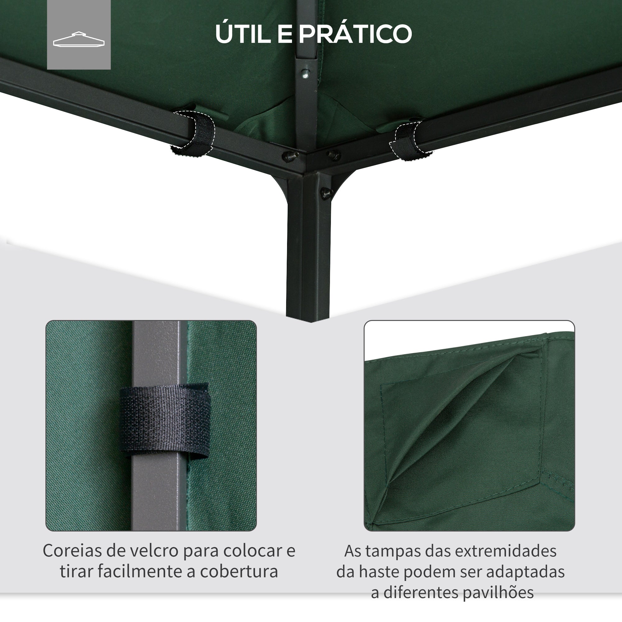 Toldo de Substituição Verde 300x300cm para Pérgola de Jardim