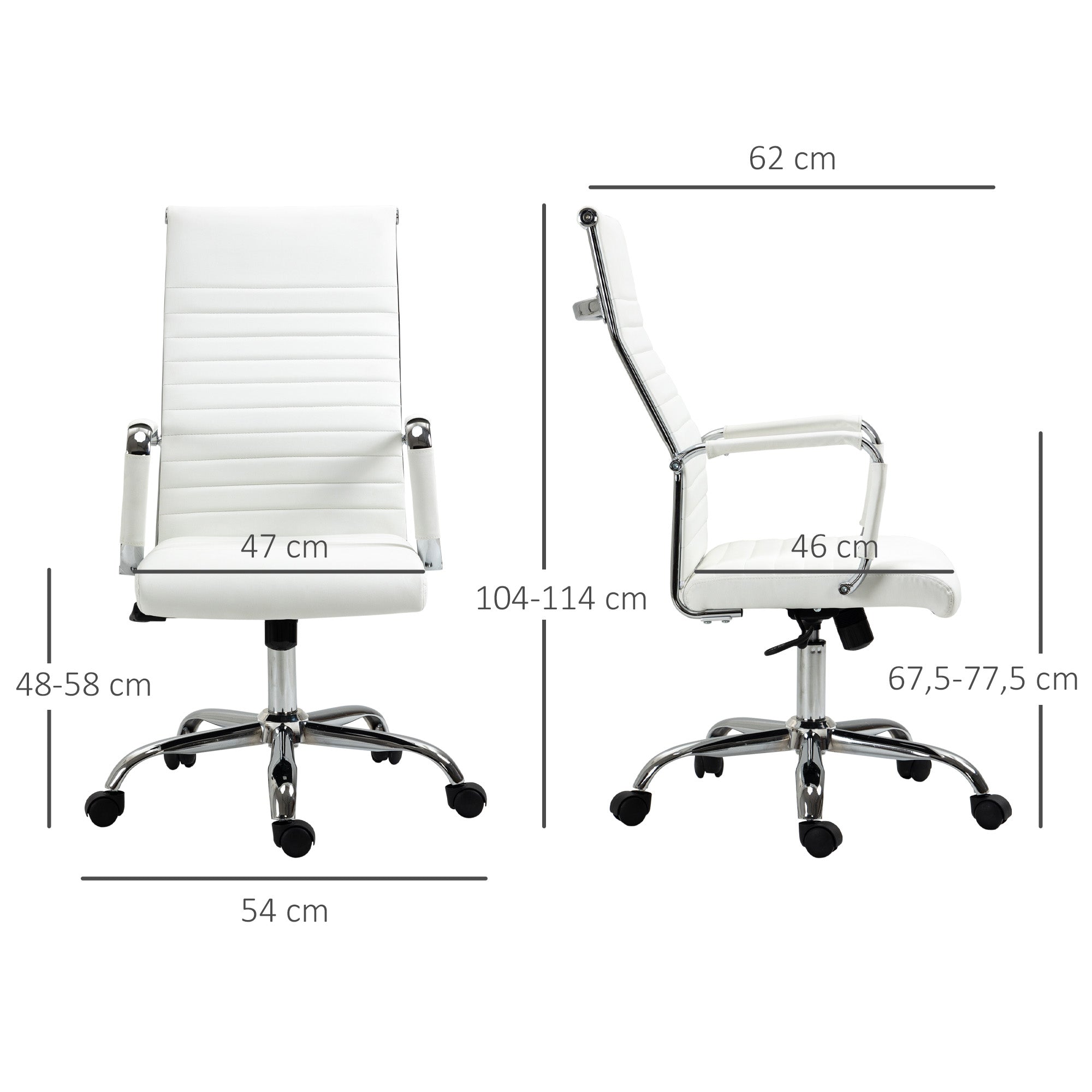 Cadeira de Escritório Ergonómica Branca 54x62x104-114 cm