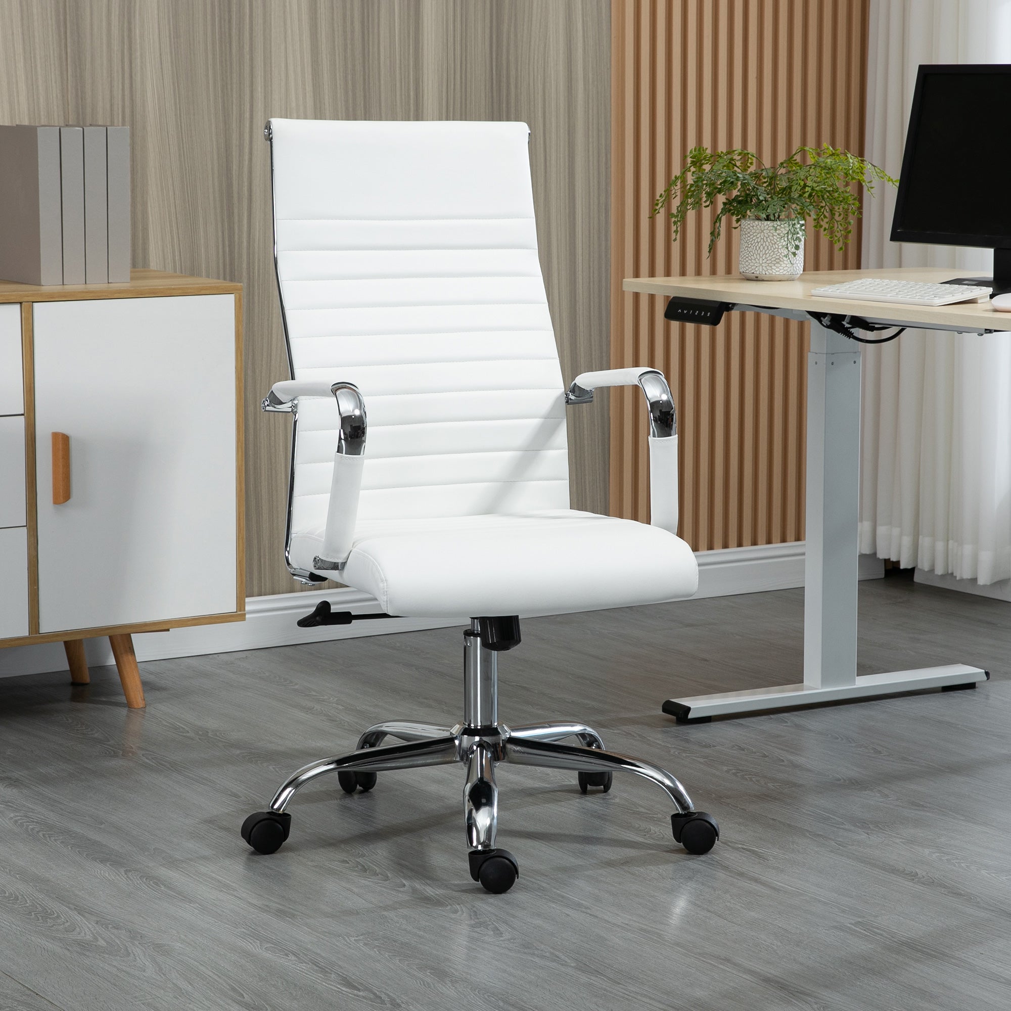 Cadeira de Escritório Ergonómica Branca 54x62x104-114 cm