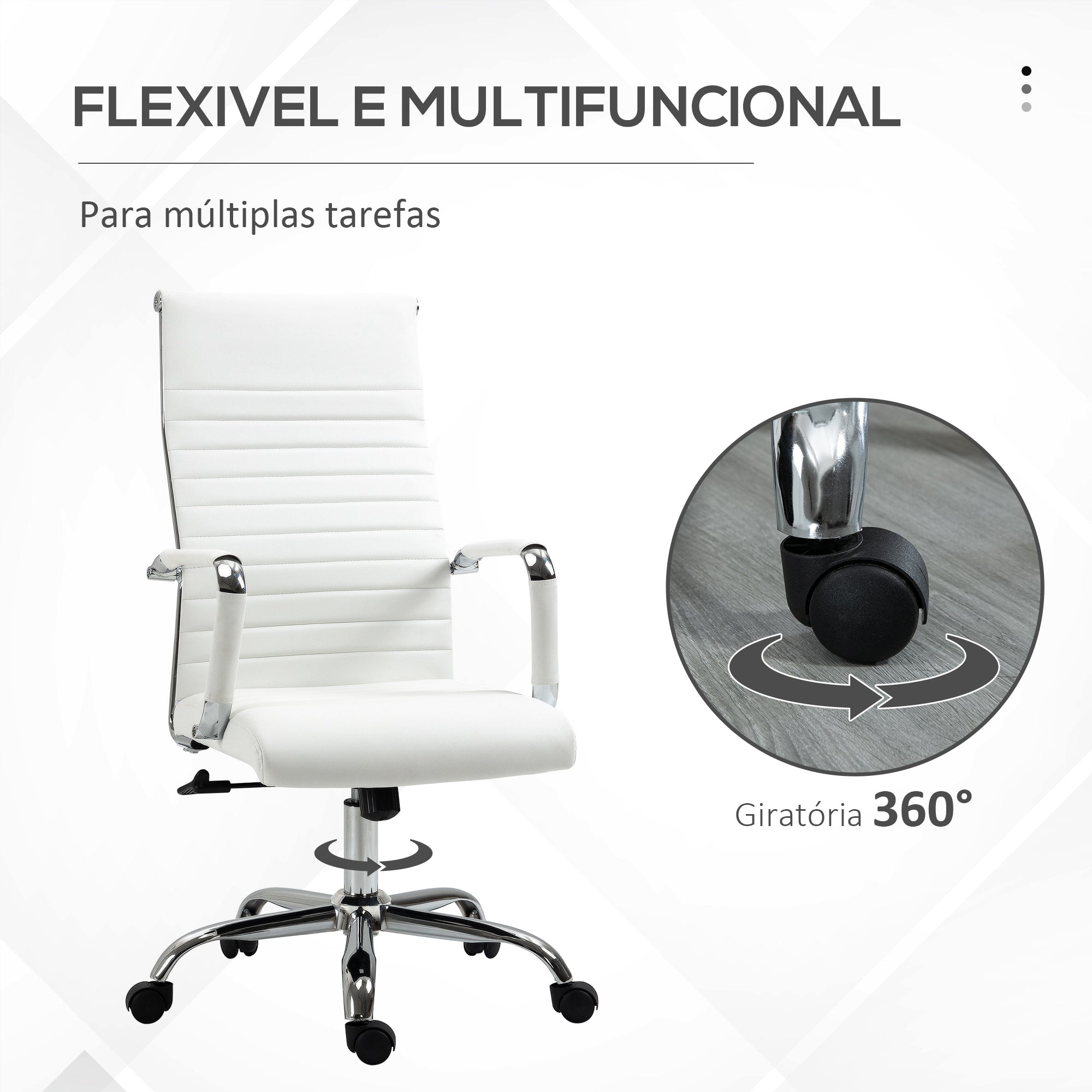 Cadeira de Escritório Ergonómica Branca 54x62x104-114 cm