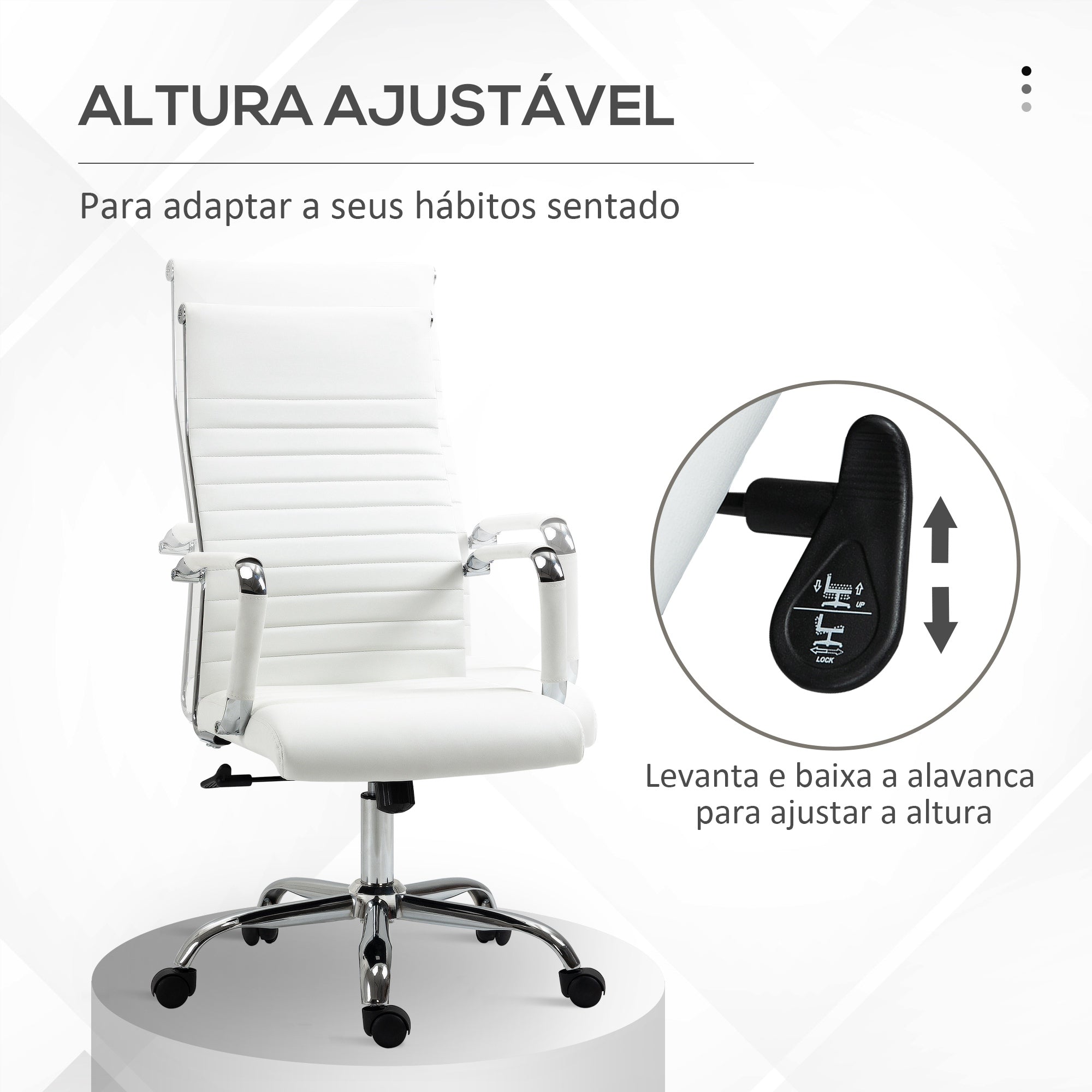 Cadeira de Escritório Ergonómica Branca 54x62x104-114 cm
