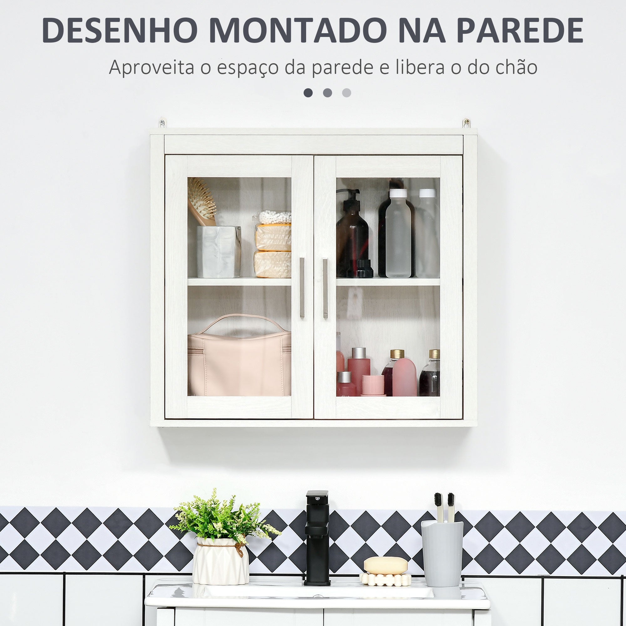Armário de Parede Casa de Banho 60x19.5x54cm Branco