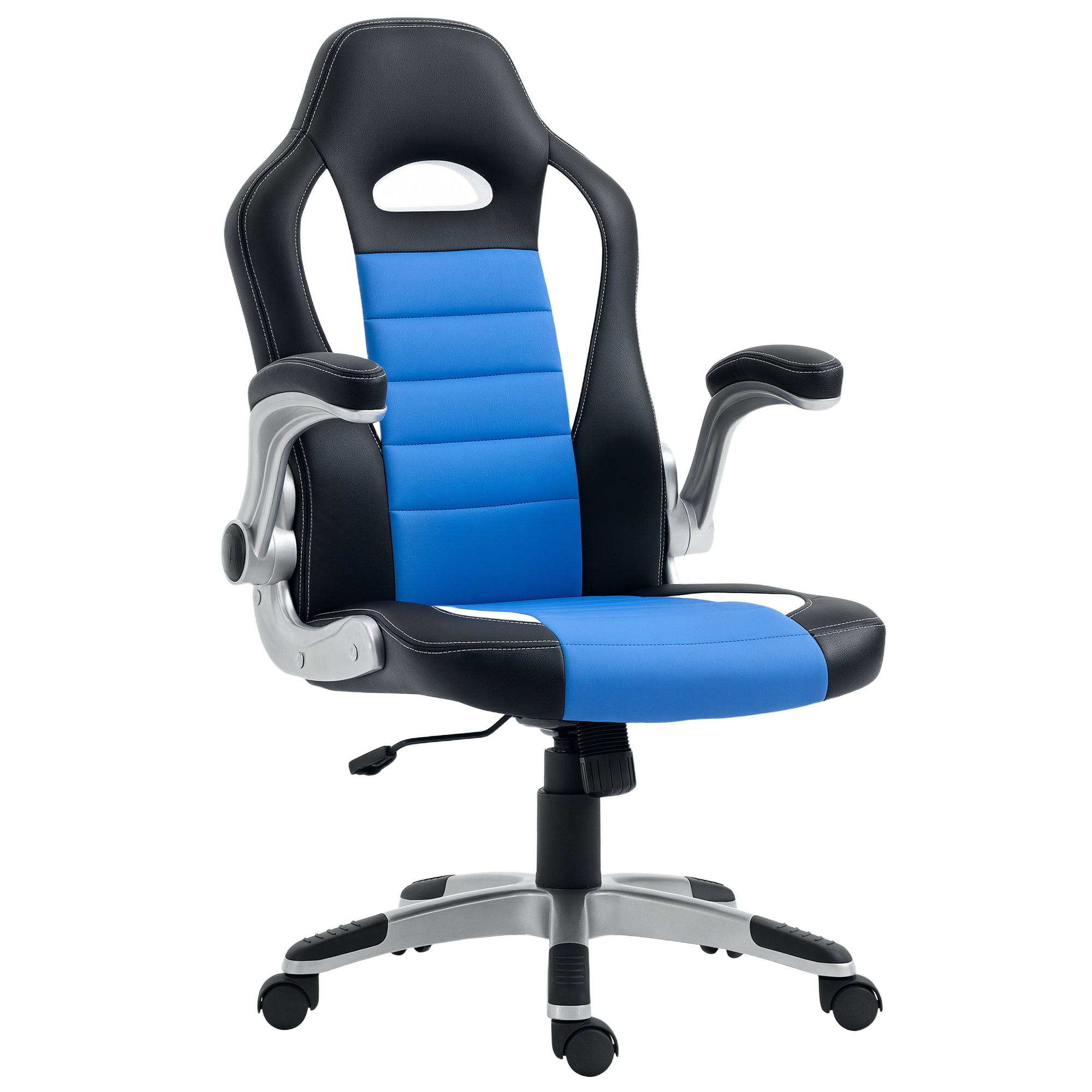 Cadeira de Escritório Executivo Preto Azul Branco - 71cm x 64cm x 109-119cm