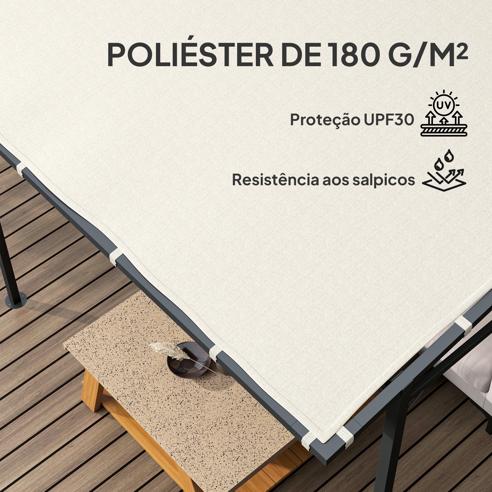 Pérgola de Parede 238x238x194/235 cm - Cor Creme Branco