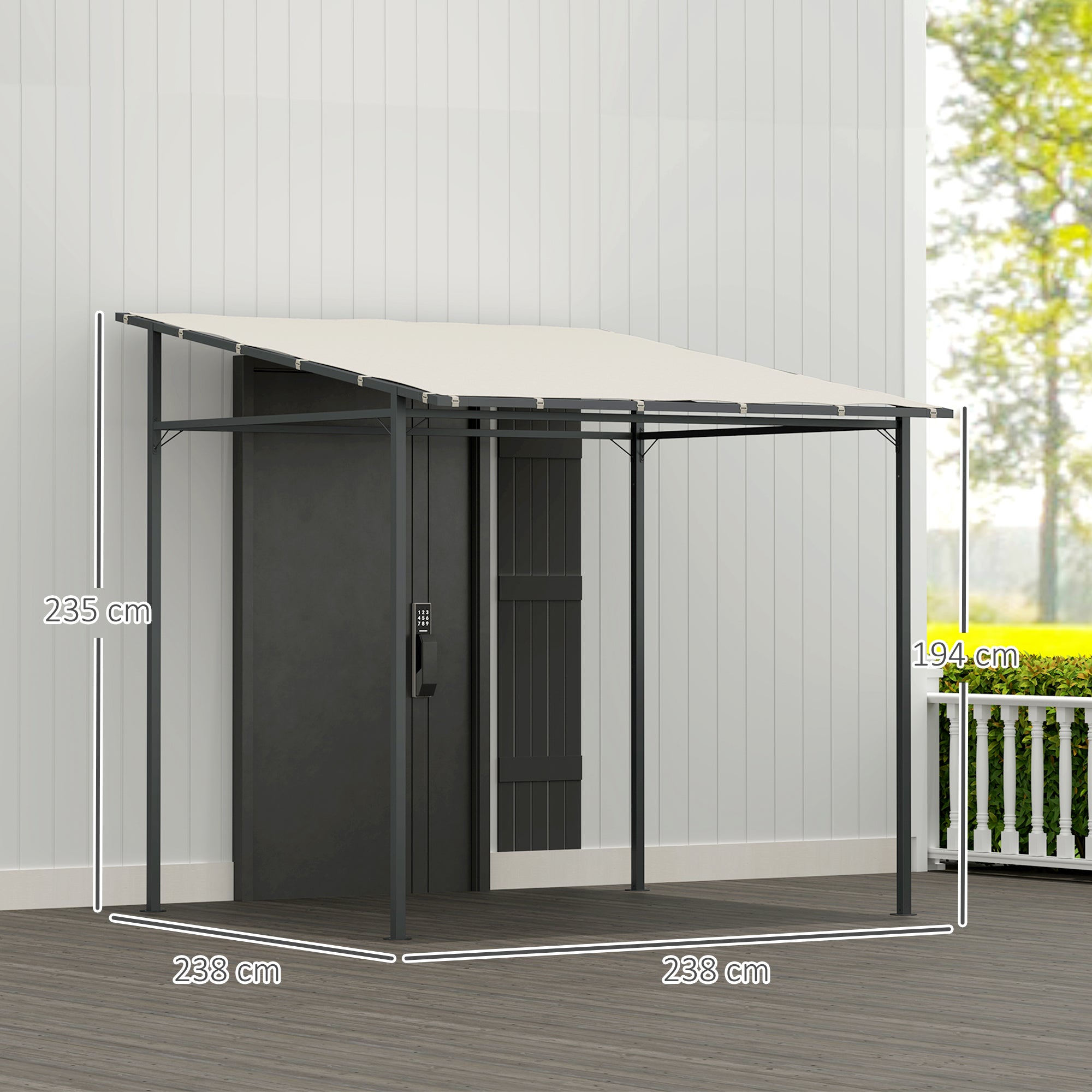 Pérgola de Parede 238x238x194/235 cm - Cor Creme Branco