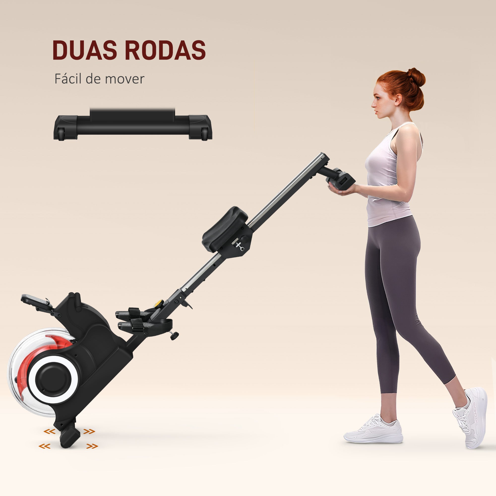 Máquina de Remo com 6 Níveis de Resistência - Preto 190x50x65 cm