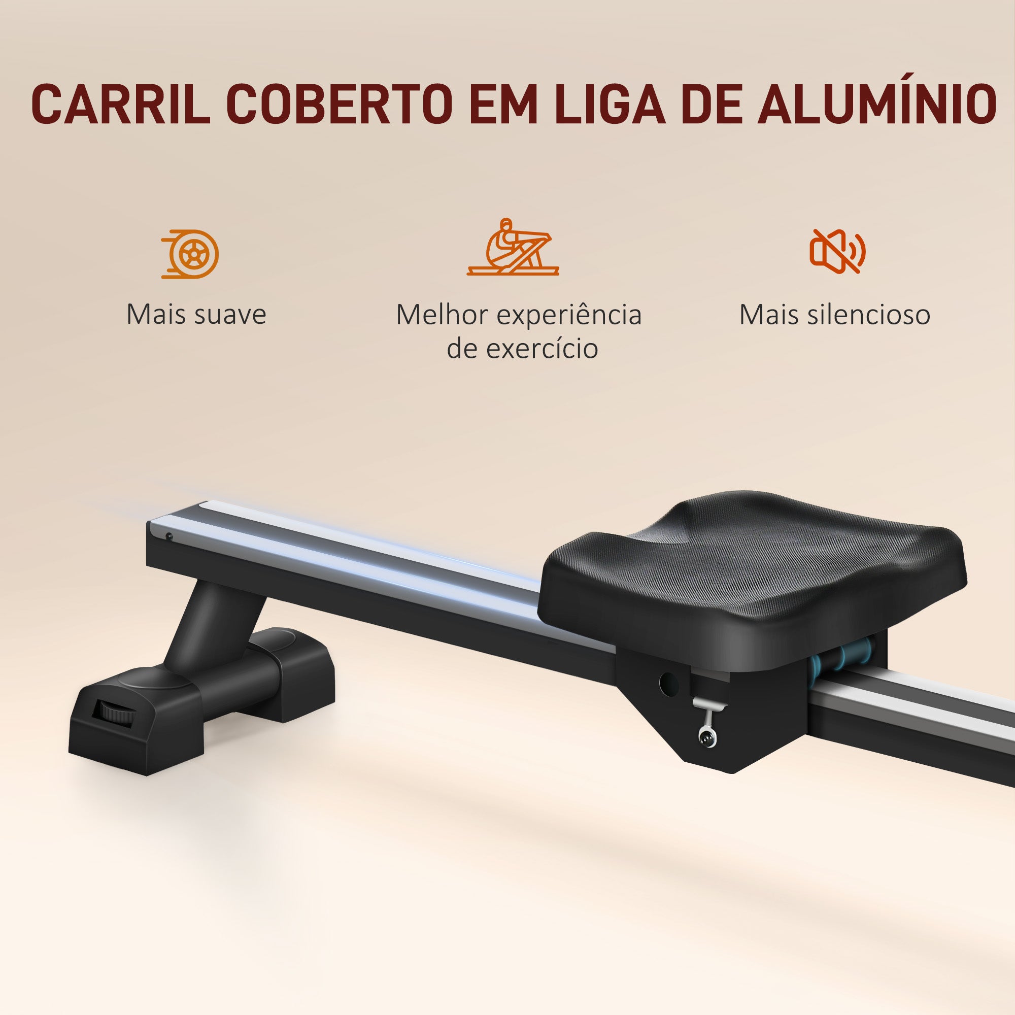 Máquina de Remo com 6 Níveis de Resistência - Preto 190x50x65 cm