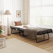 Cama Dobrável – 200x75x42,5cm – Branco e Preto – Aço e Poliéster