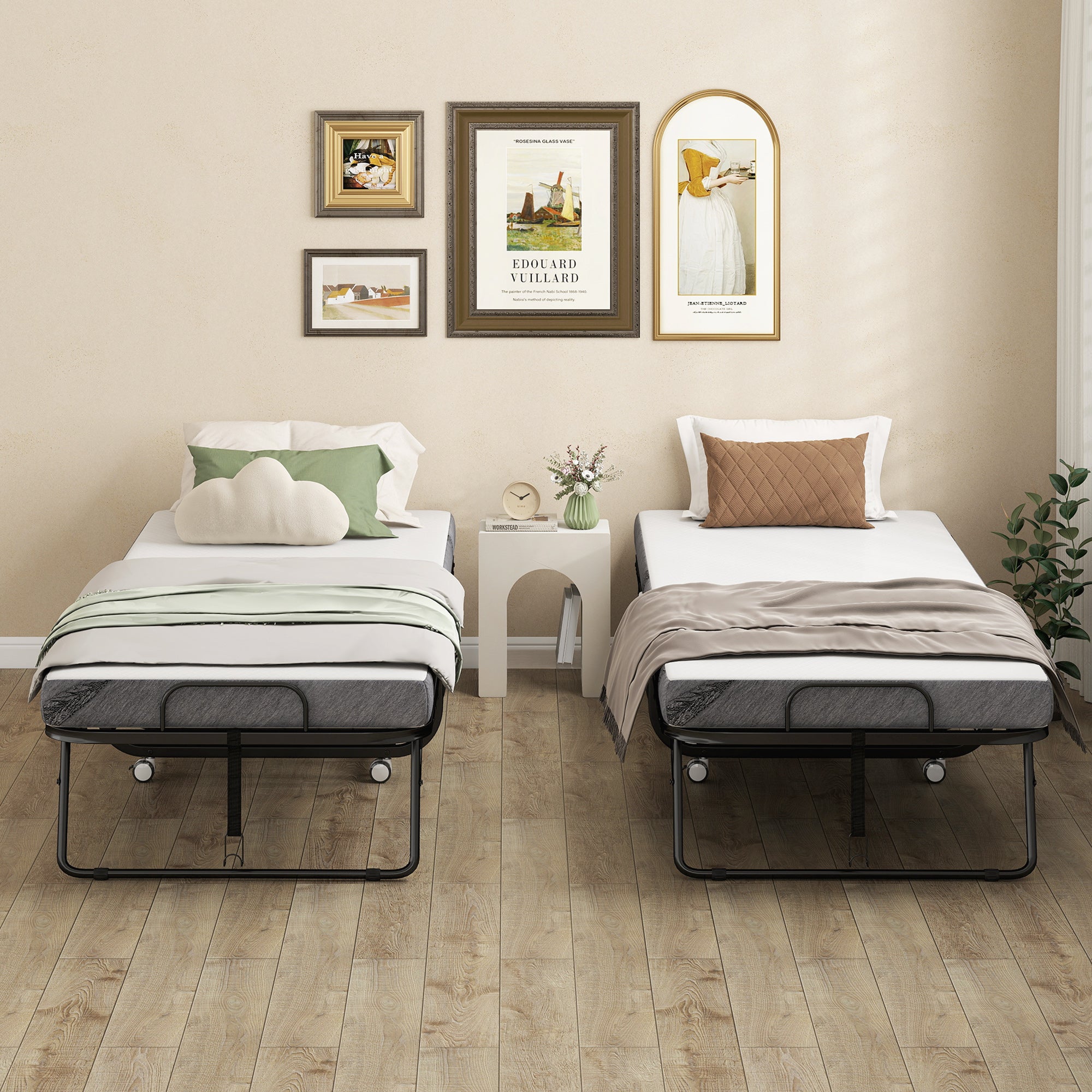 Cama Dobrável – 200x75x42,5cm – Branco e Preto – Aço e Poliéster