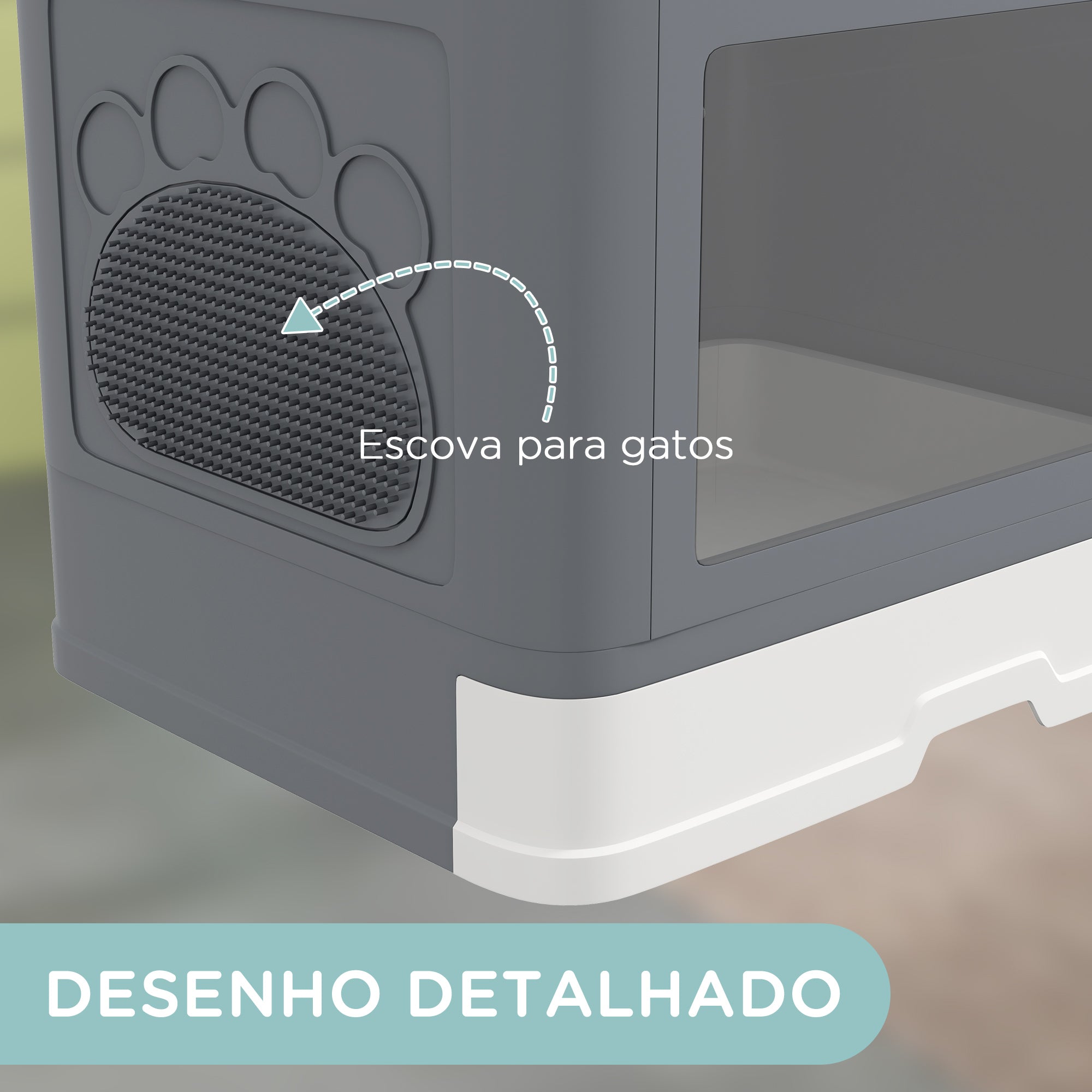 Caixa de Areia para Gatos 48,5x38x36,5 cm - Cinza Claro