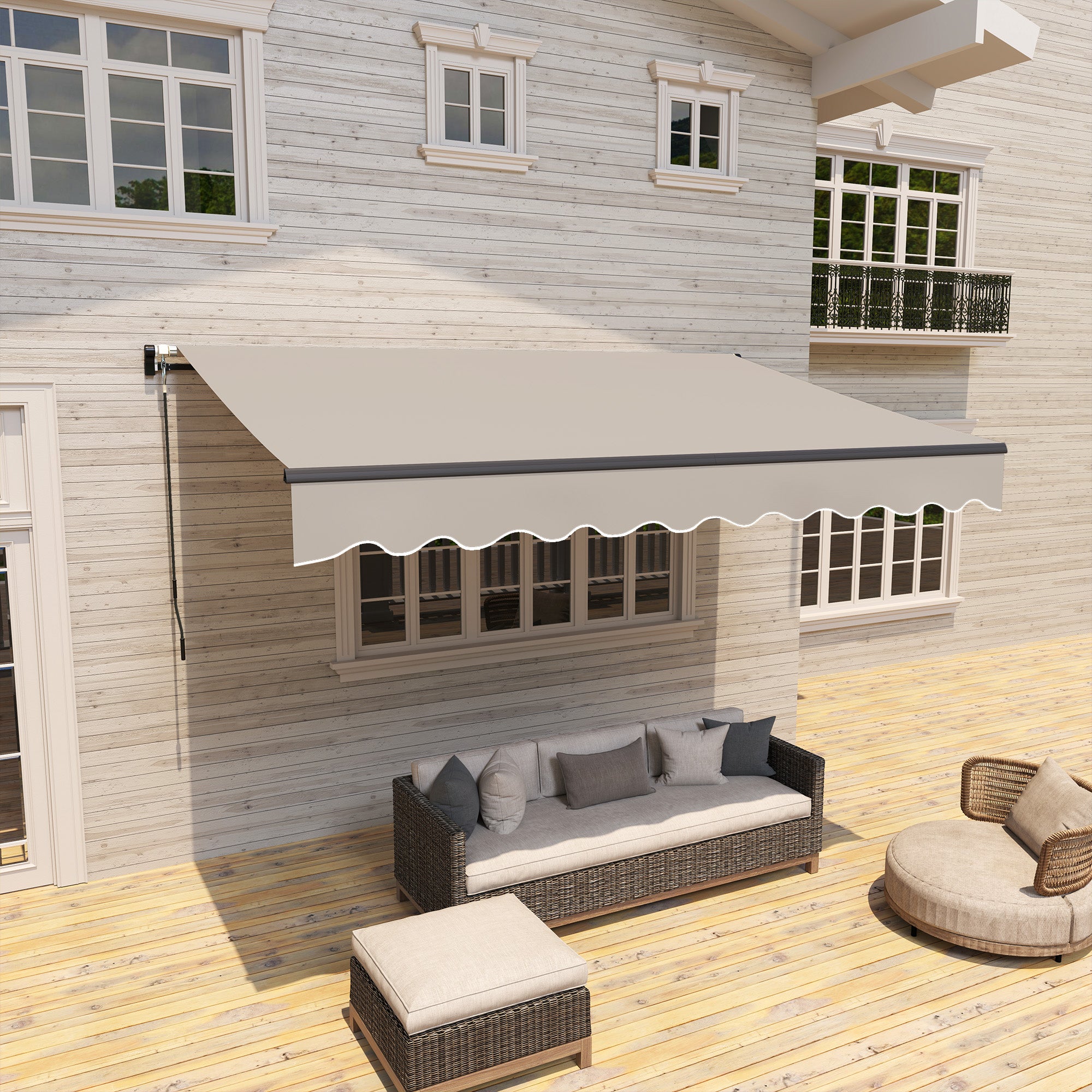 Toldo Manual Retrátil 360x220 cm Cor Creme Branco