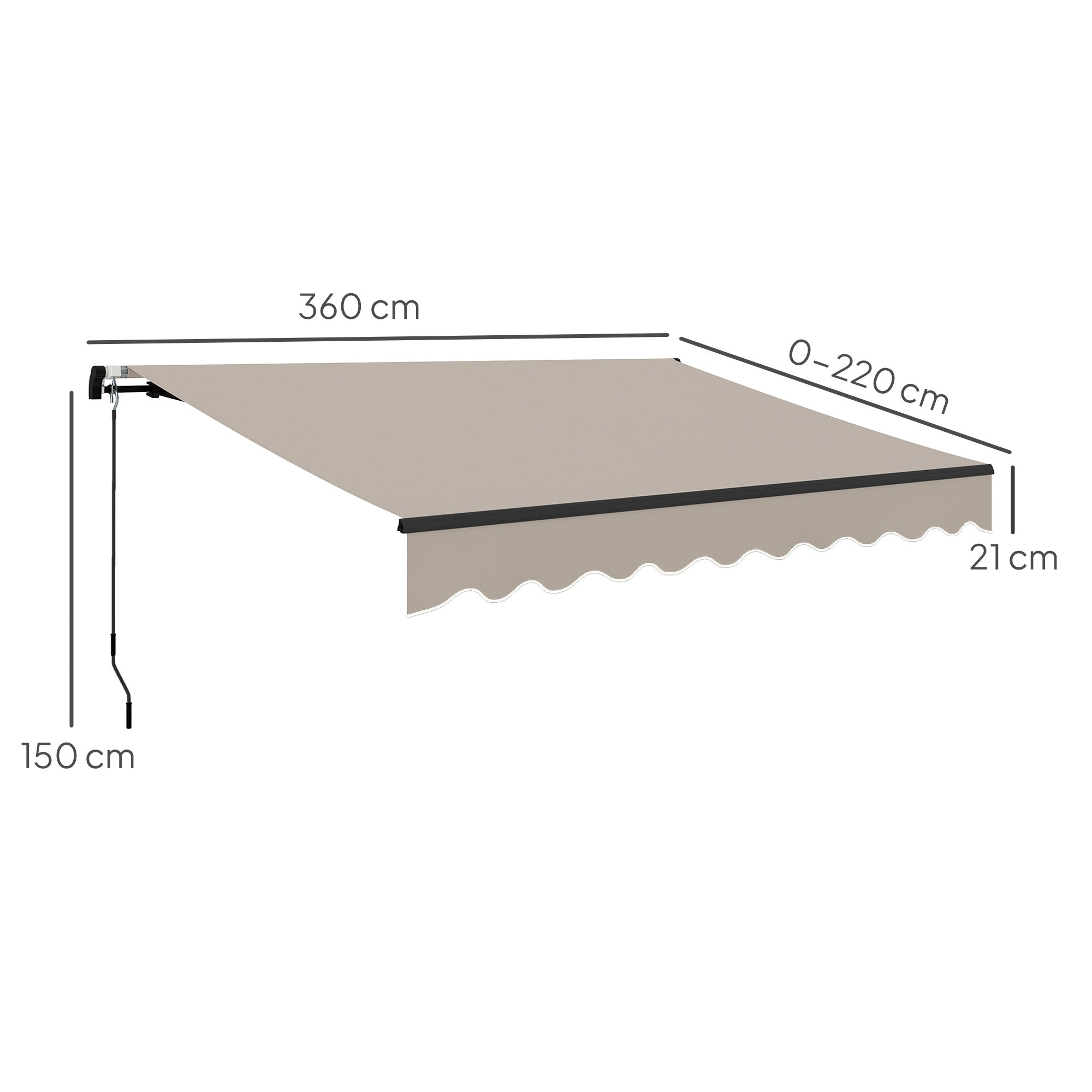 Toldo Manual Retrátil 360x220 cm Cor Creme Branco