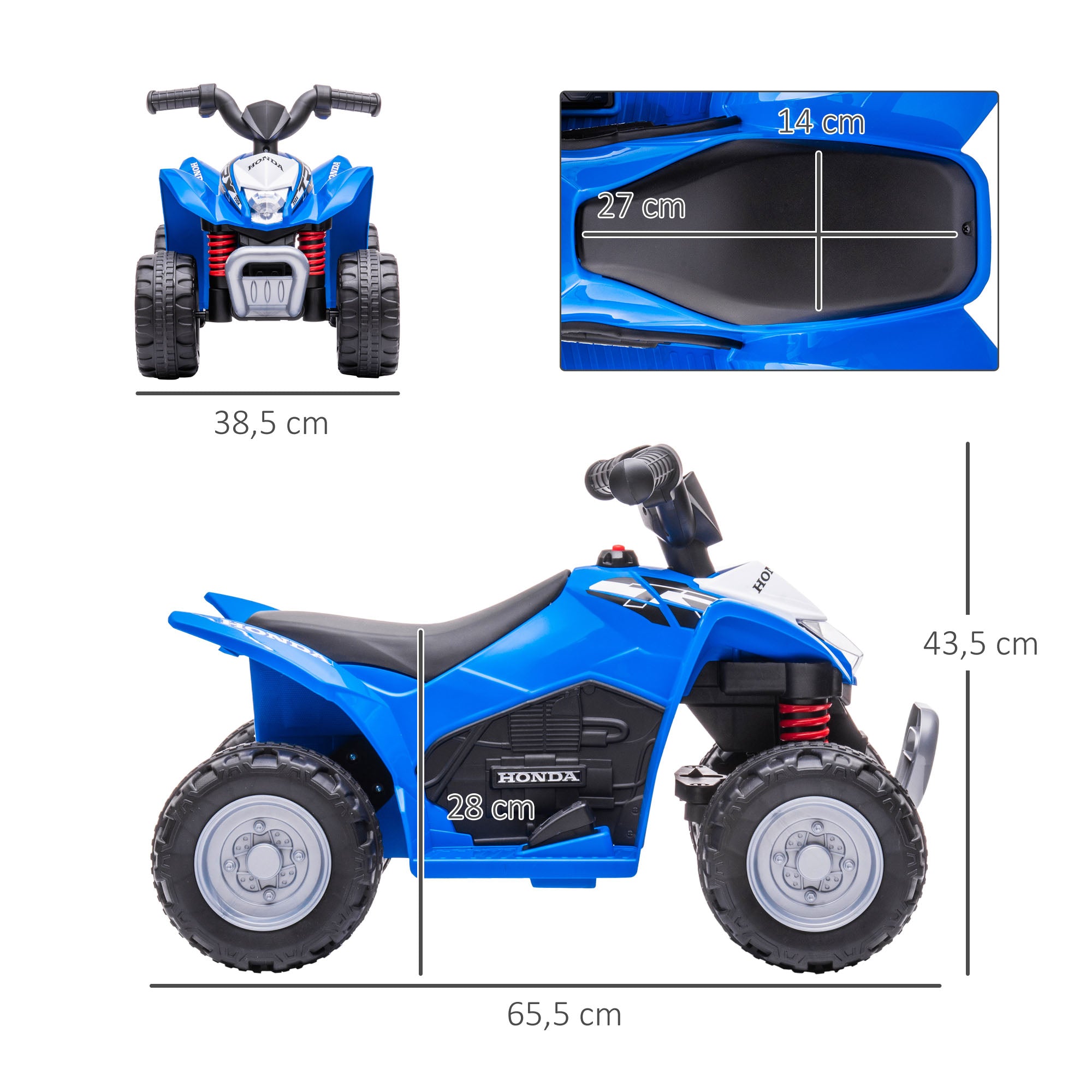 Quadriciclo Elétrico Infantil Azul 65.5x38.5x43.5cm
