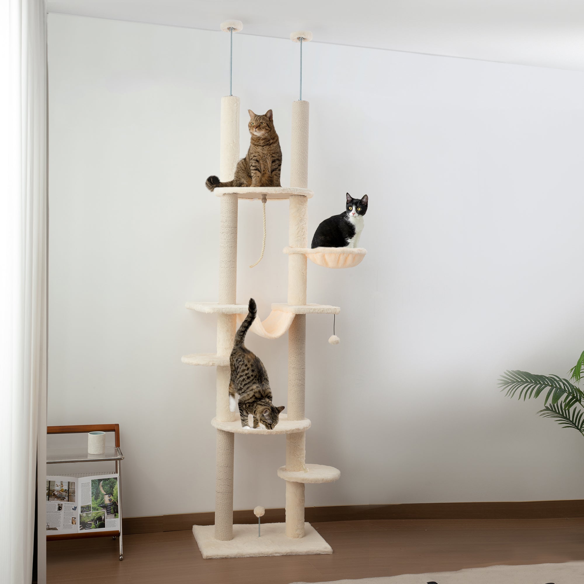 Arranhador para Gatos Bege e Cinza - 60x44x225-255 cm