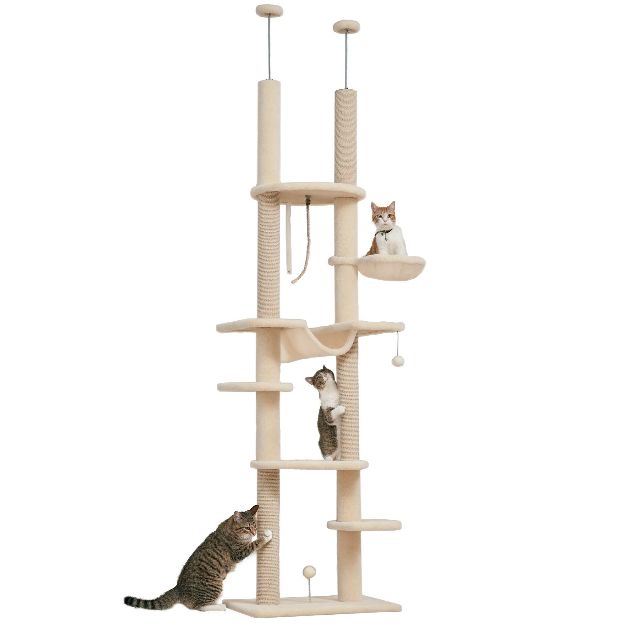 Arranhador para Gatos Bege e Cinza - 60x44x225-255 cm