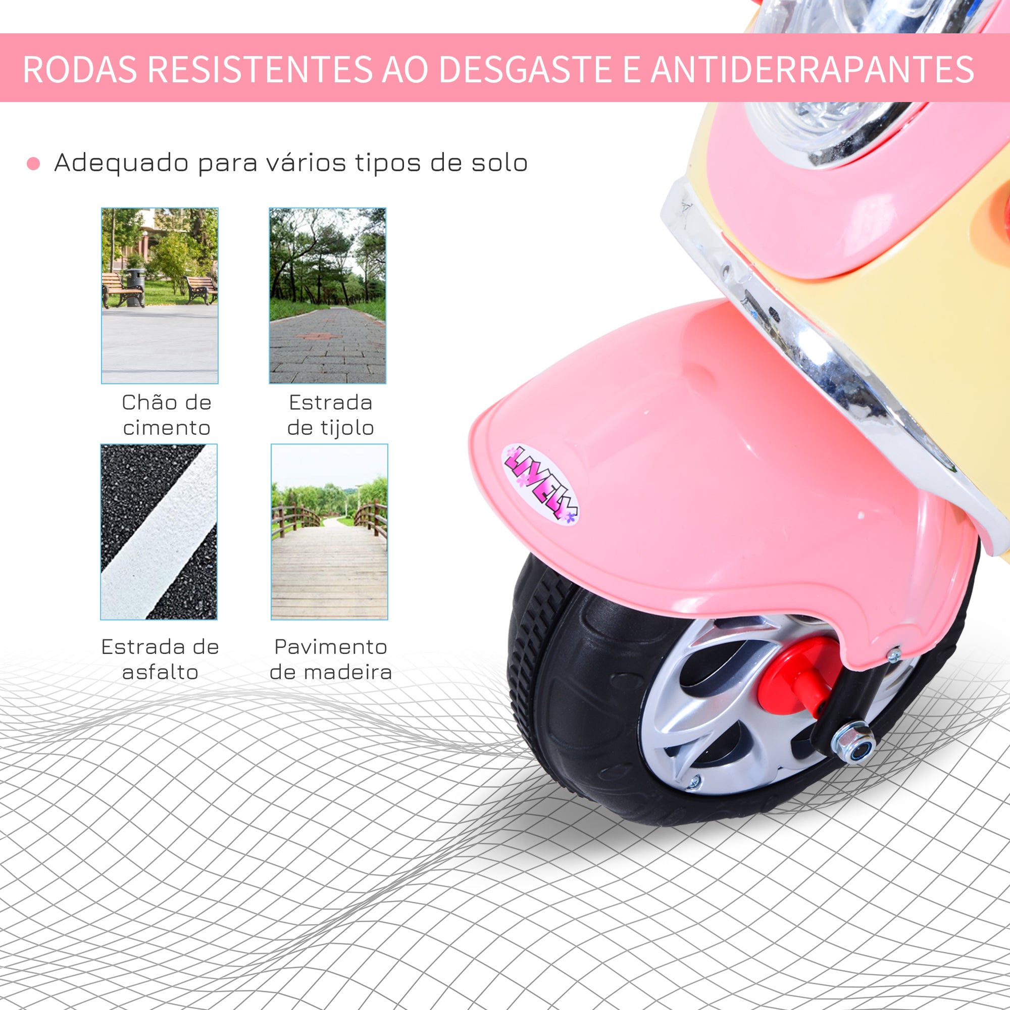 Triciclo Moto Elétrica Infantil Rosa 108x51x75cm