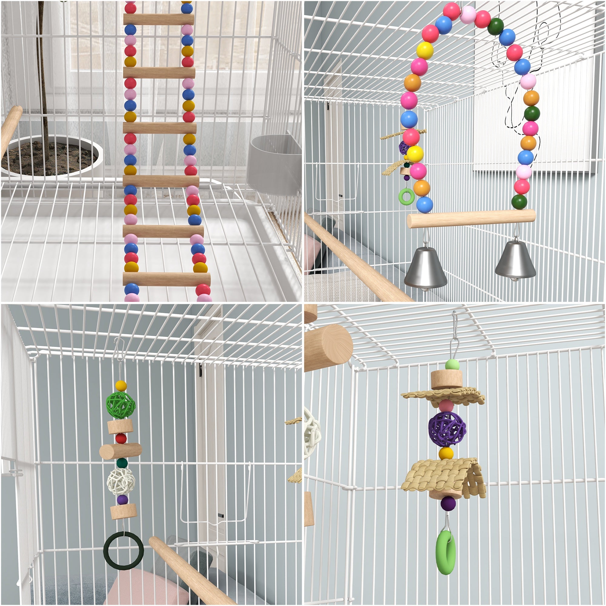 Gaiola para Pássaros Grande 79x49x133 cm - Branco