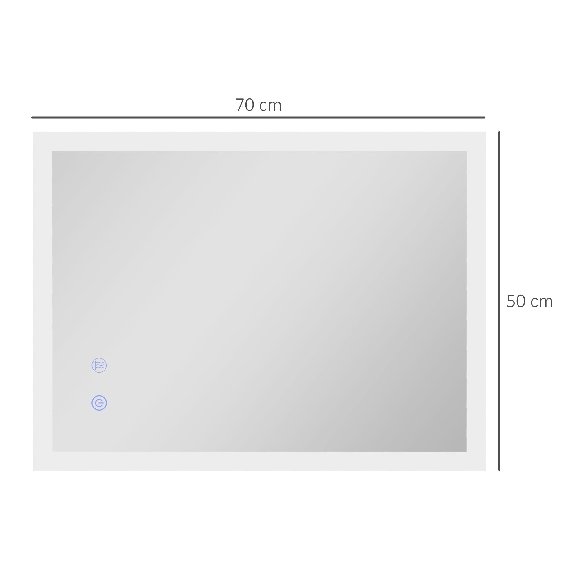 Espelho Casa de Banho LED 70x50 cm Prata