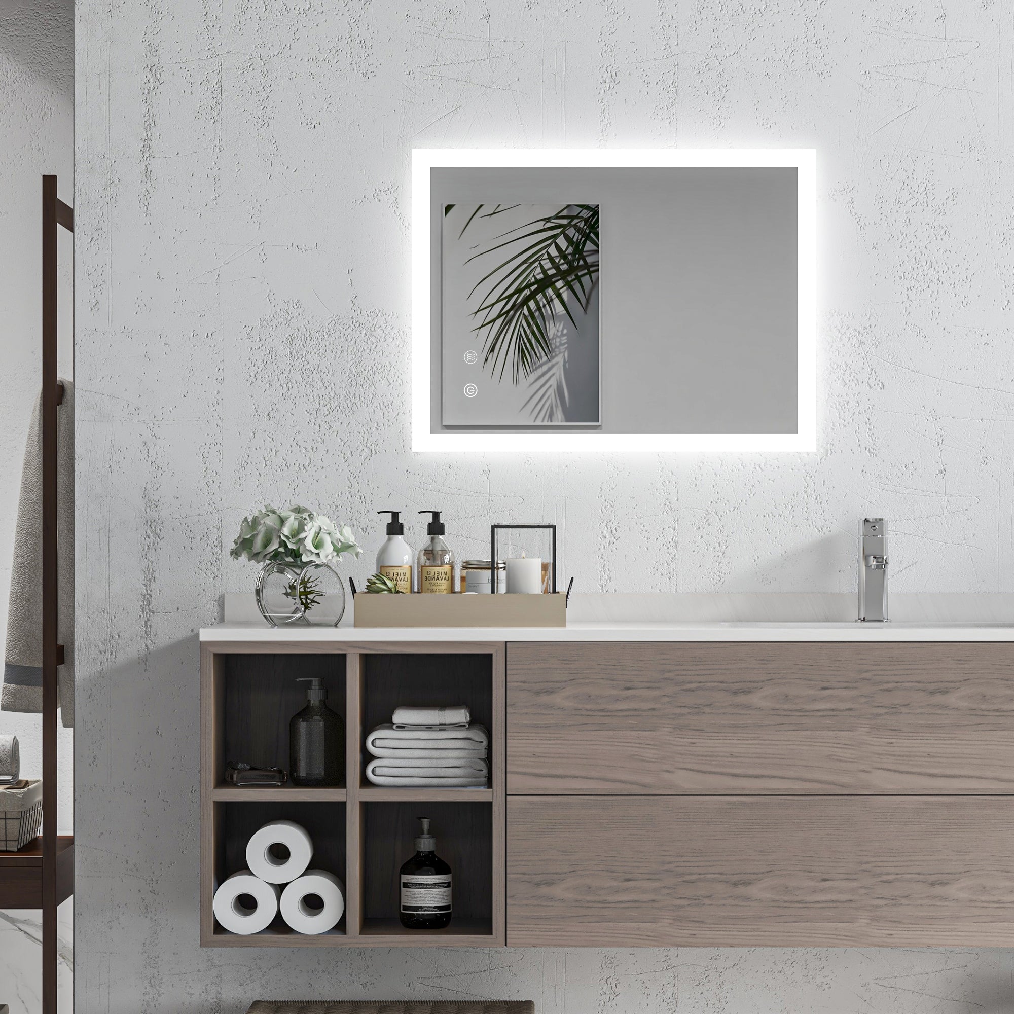 Espelho Casa de Banho LED 70x50 cm Prata