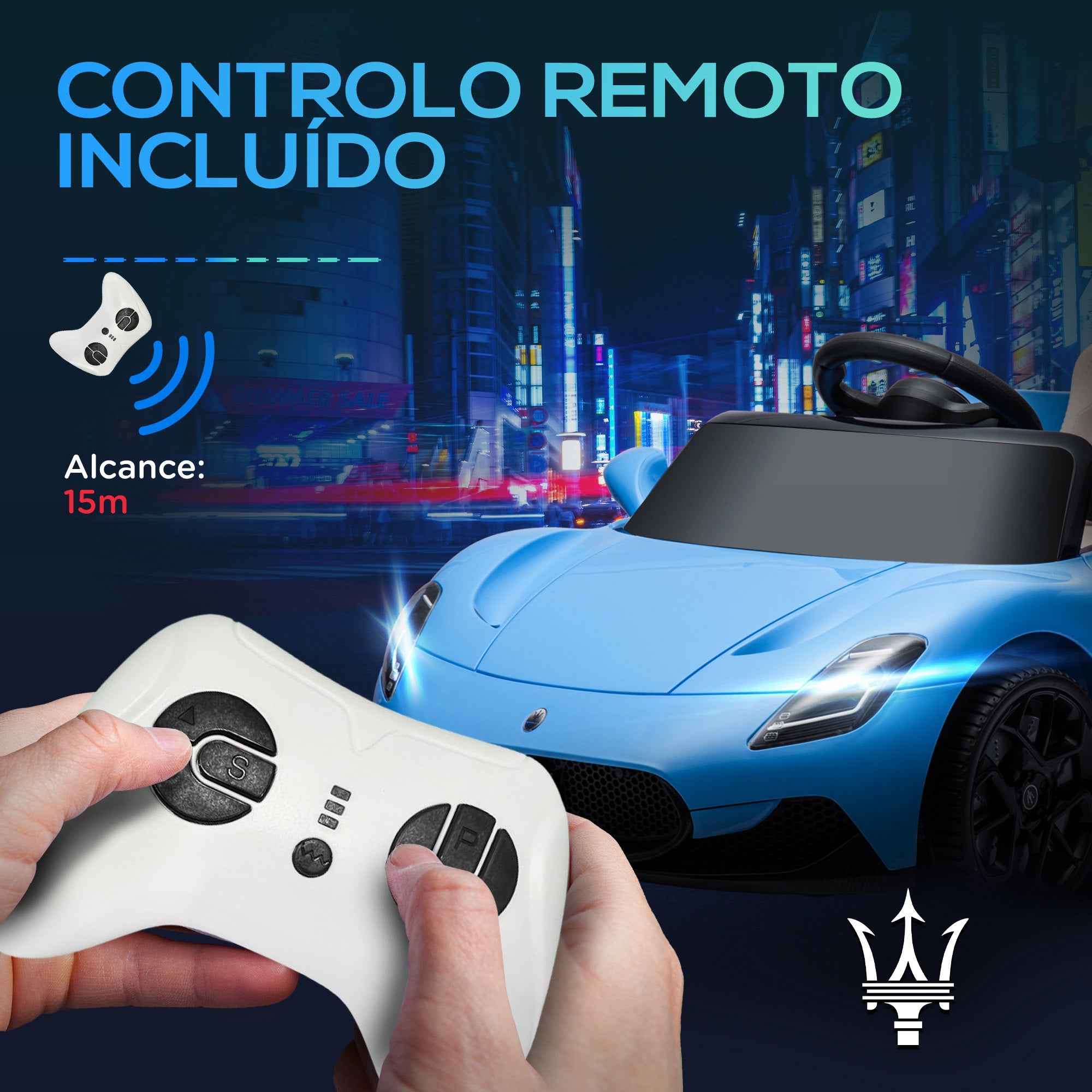 Carro Elétrico Infantil Azul 105x65,5x42 cm com Licença Maserati MC20