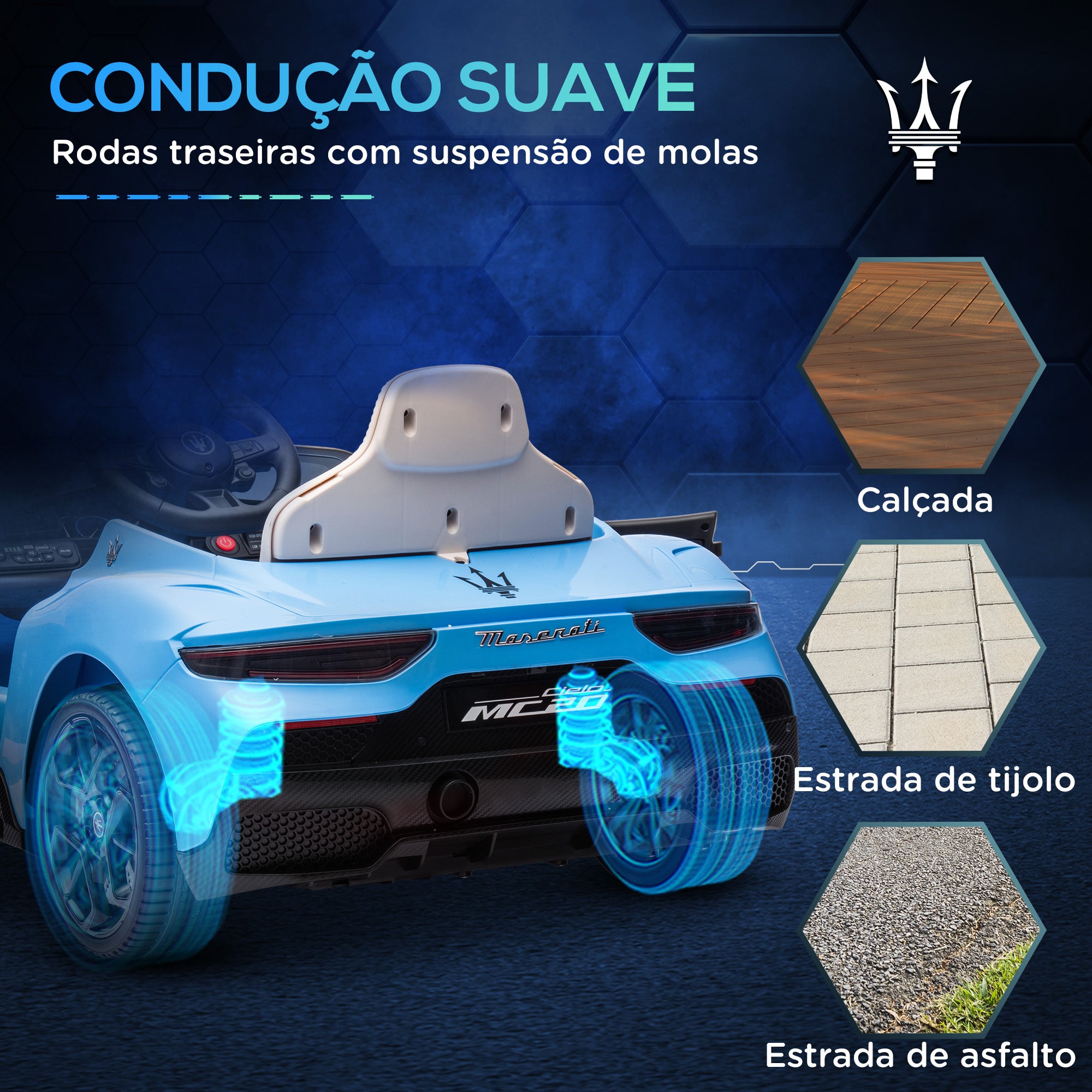 Carro Elétrico Infantil Azul 105x65,5x42 cm com Licença Maserati MC20