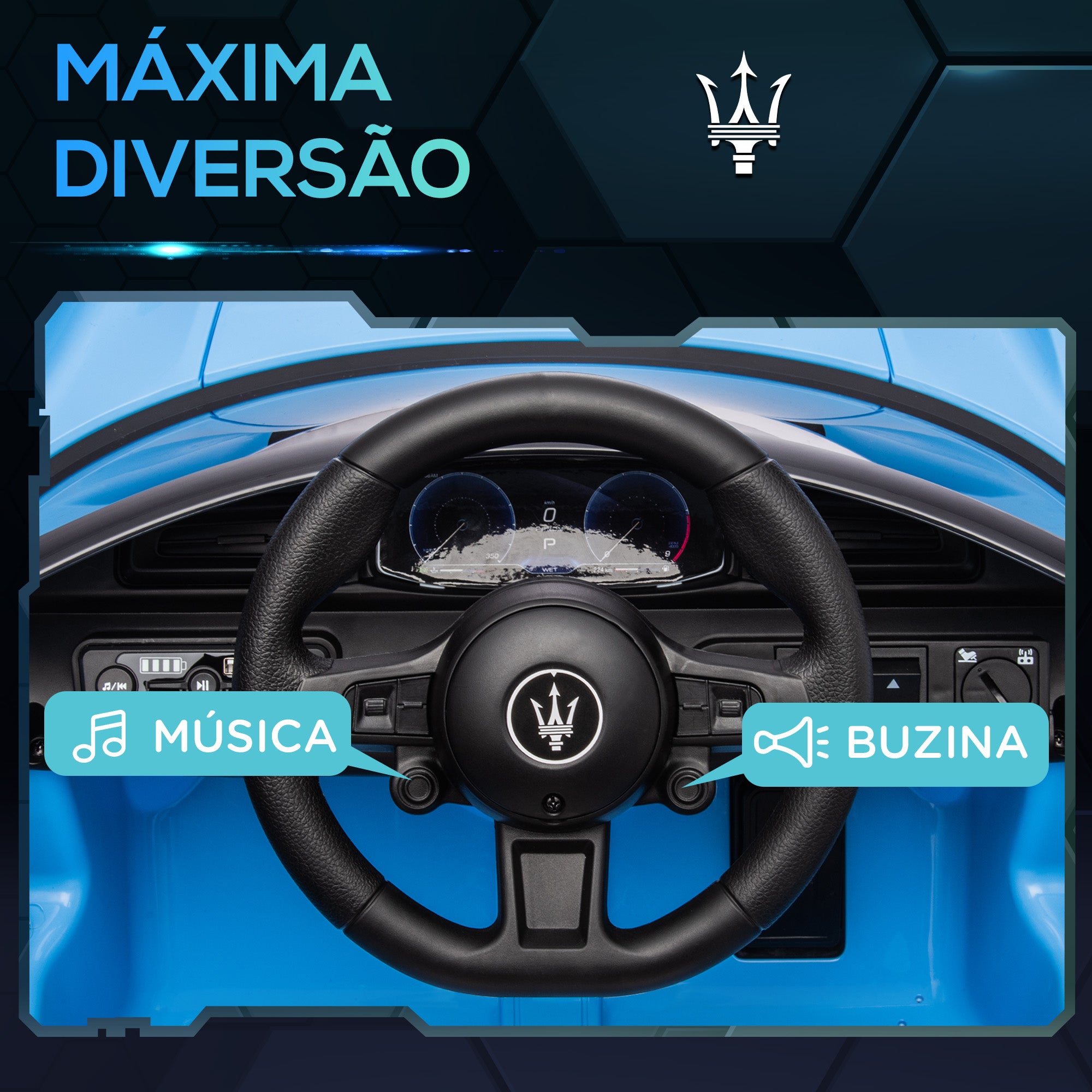 Carro Elétrico Infantil Azul 105x65,5x42 cm com Licença Maserati MC20