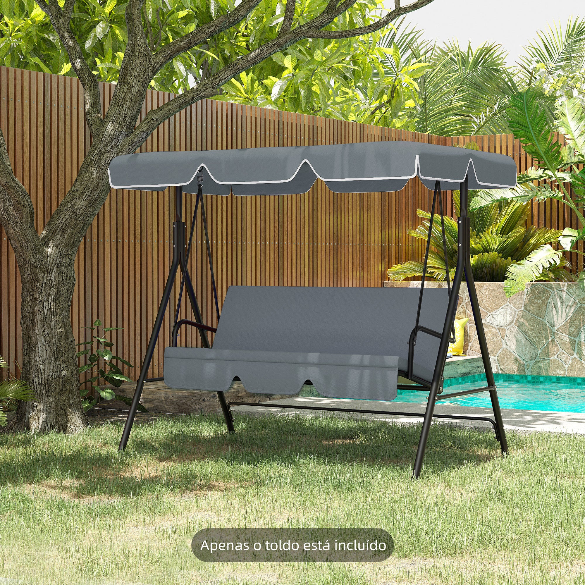 Toldo de Substituição para Baloiço 192x144 cm - Cinza Escuro