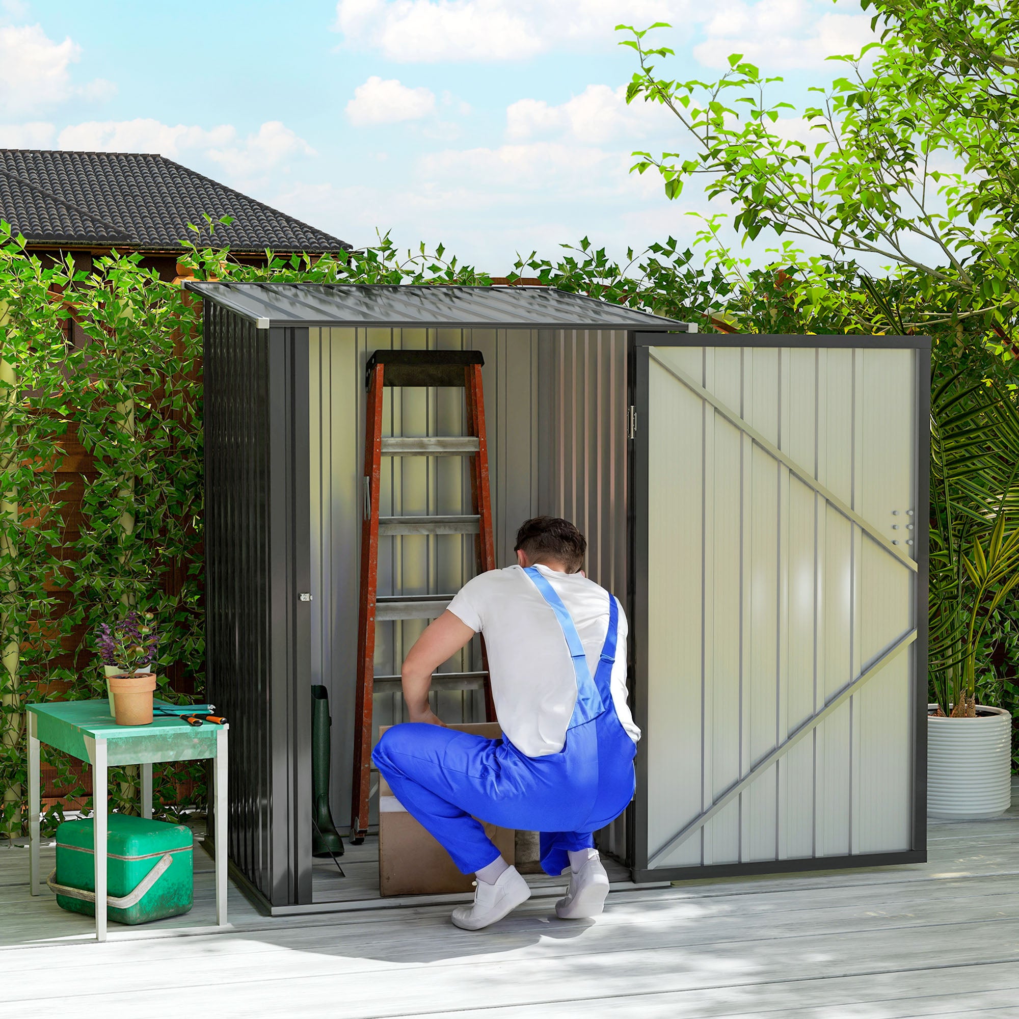 Abrigo de Jardim 100x103x160 cm Cinzento - Aço Galvanizado