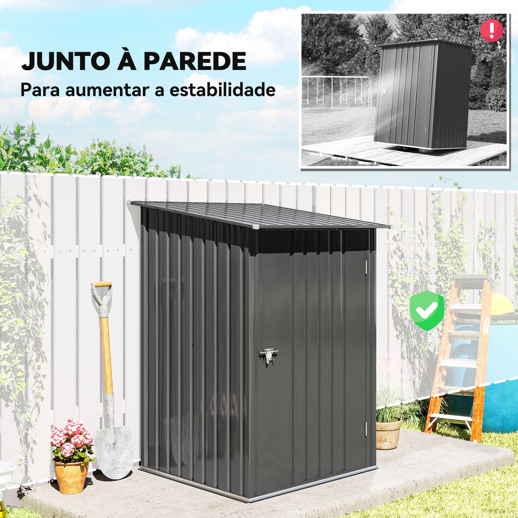 Abrigo de Jardim 100x103x160 cm Cinzento - Aço Galvanizado