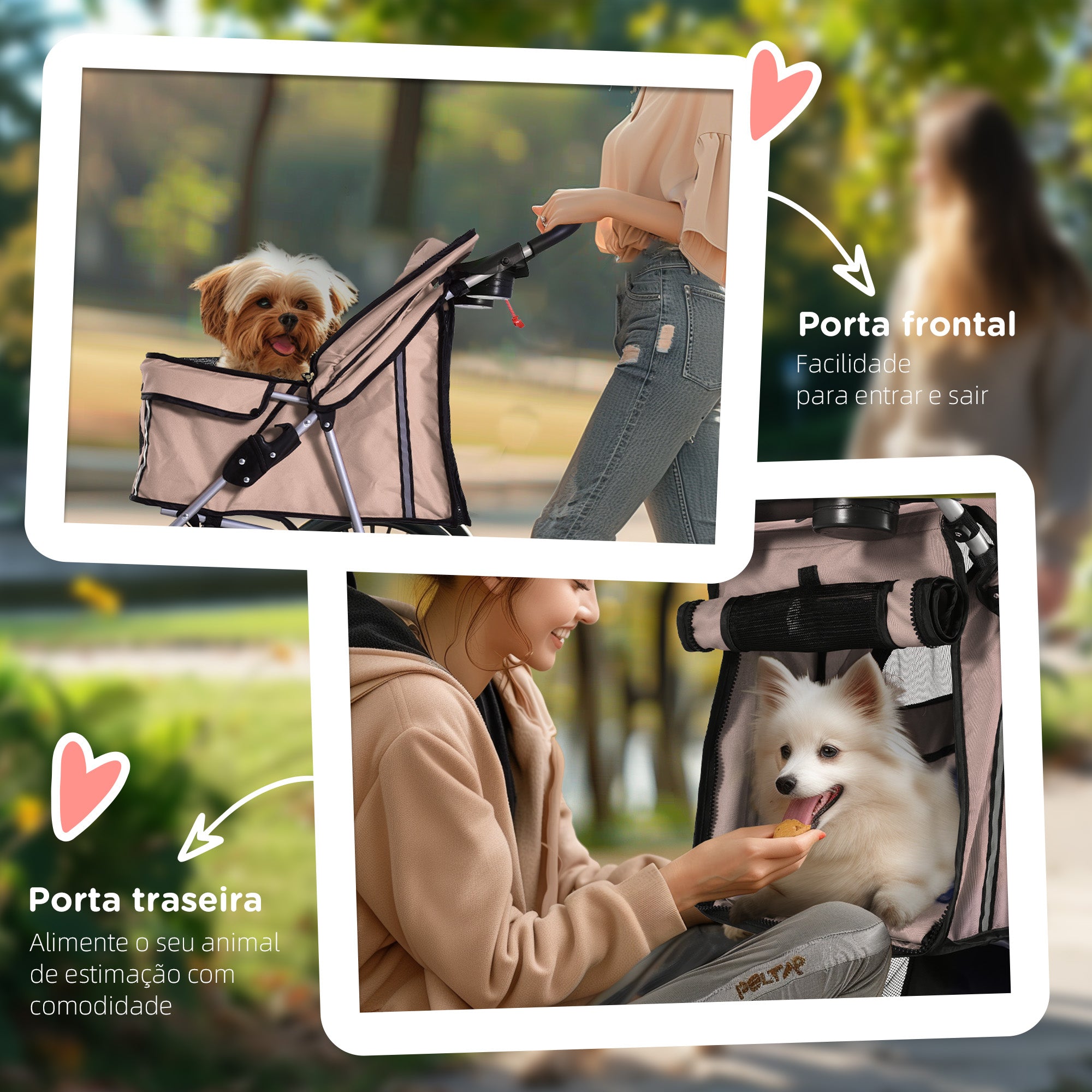 Carrinho de Passeio para Animais de Estimação Café 75x45x97cm