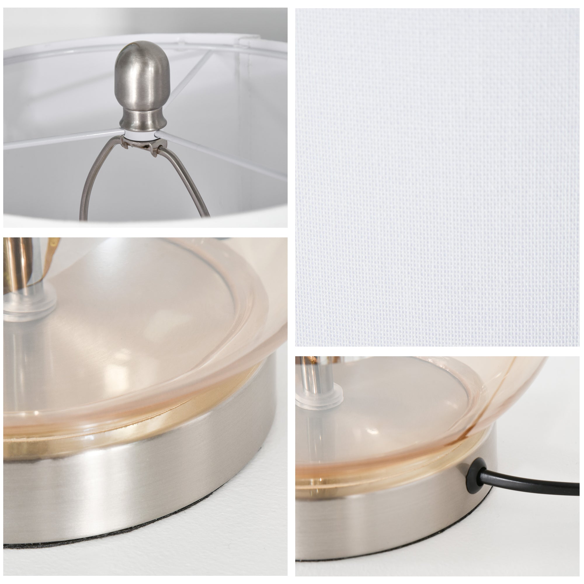 Conjunto de 2 Candeeiros de Mesa com Ecrã de Linho Ø30x56 cm Branco