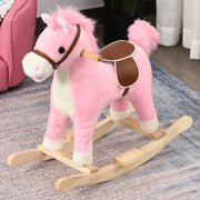 Cavalo Baloiço de Pelúcia Suave Rosa 65x32,5x61 cm para Crianças