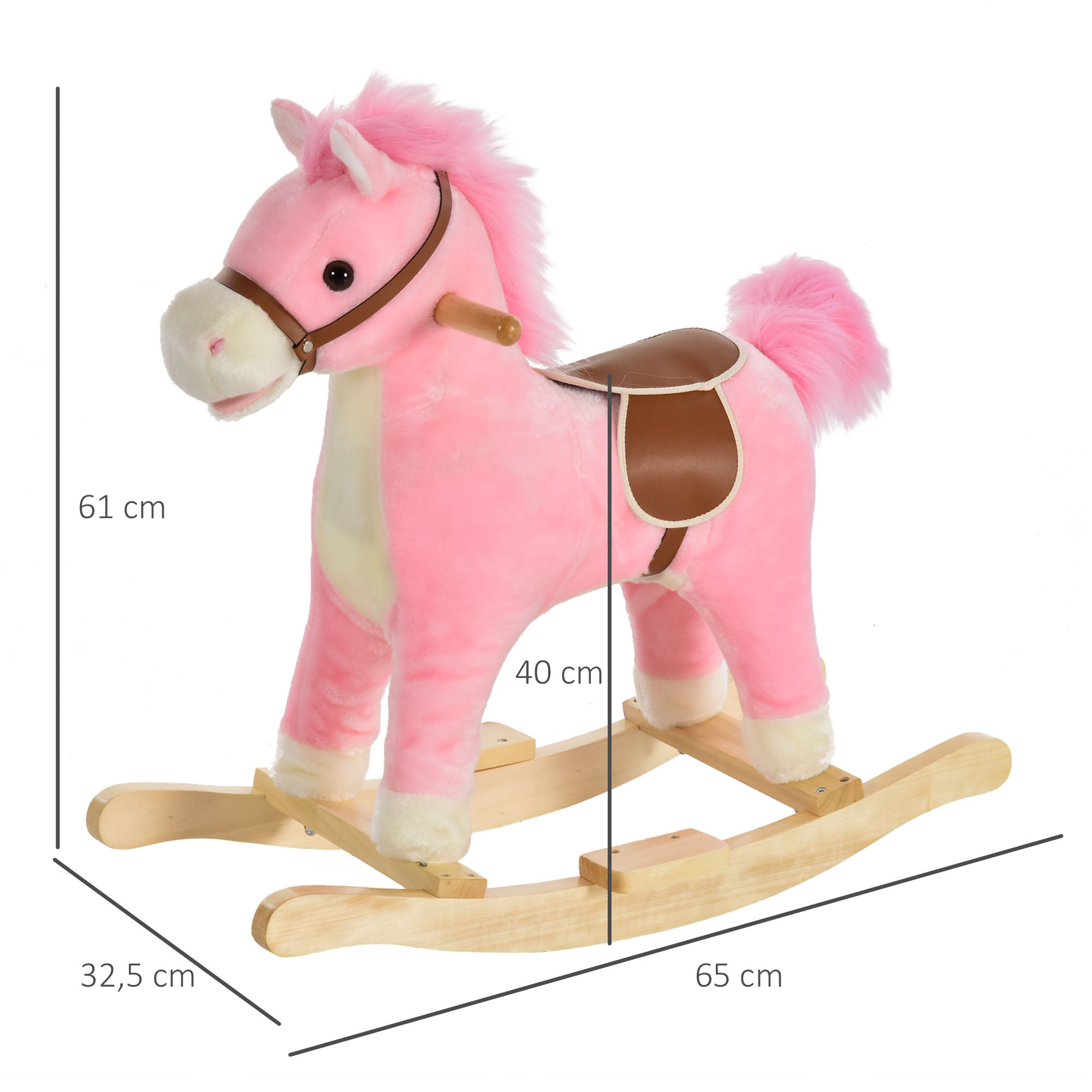 Cavalo Baloiço de Pelúcia Suave Rosa 65x32,5x61 cm para Crianças