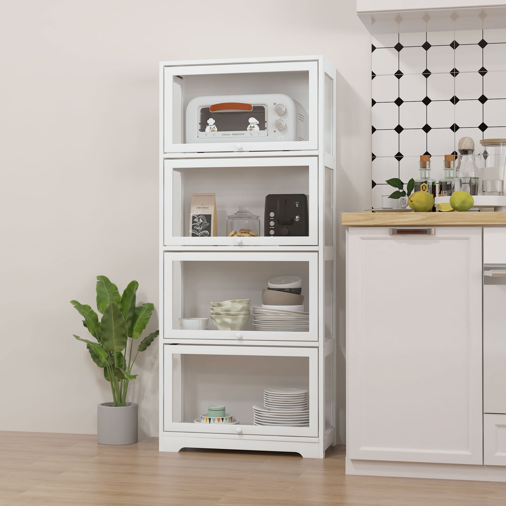 Vitrine Colecionador de 4 Níveis 59x30x139 cm Branco