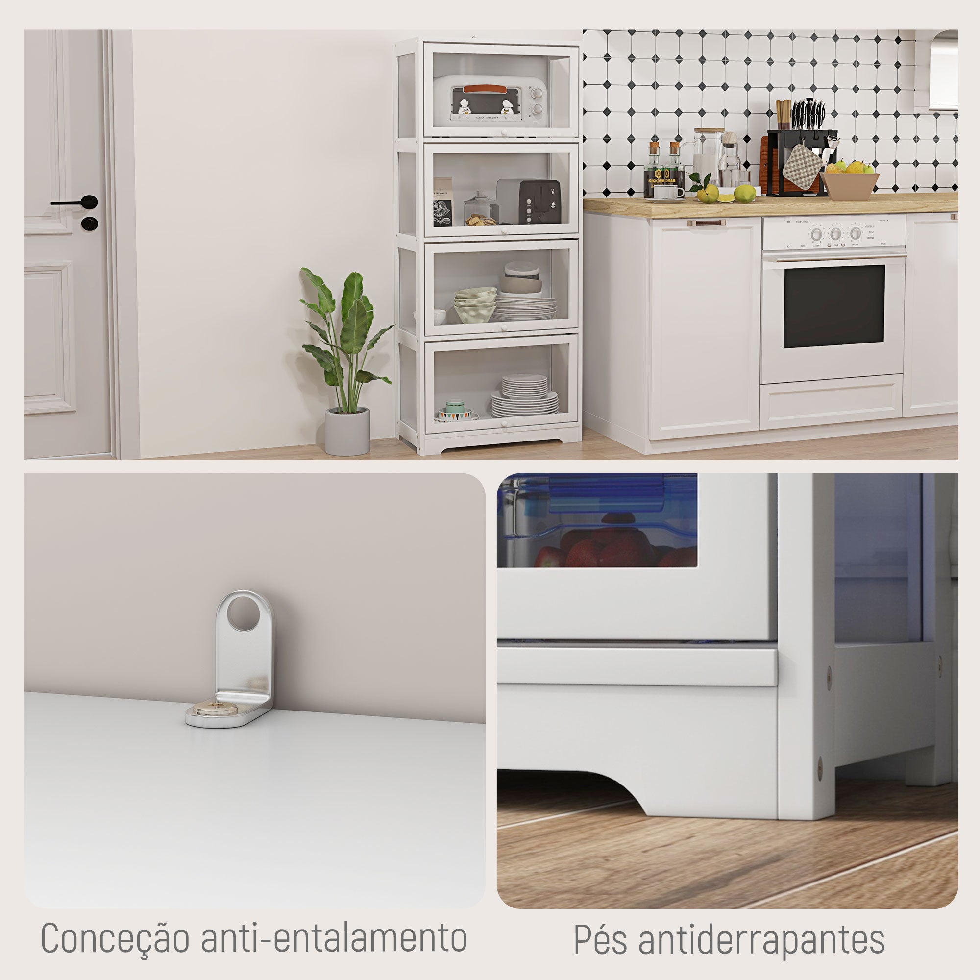 Vitrine Colecionador de 4 Níveis 59x30x139 cm Branco