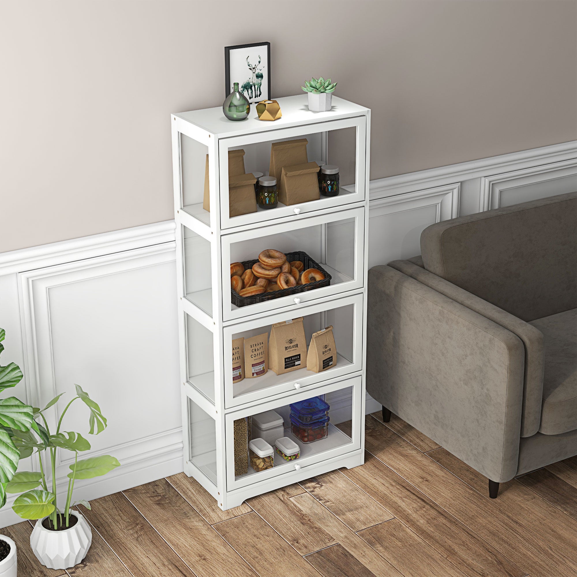 Vitrine Colecionador de 4 Níveis 59x30x139 cm Branco