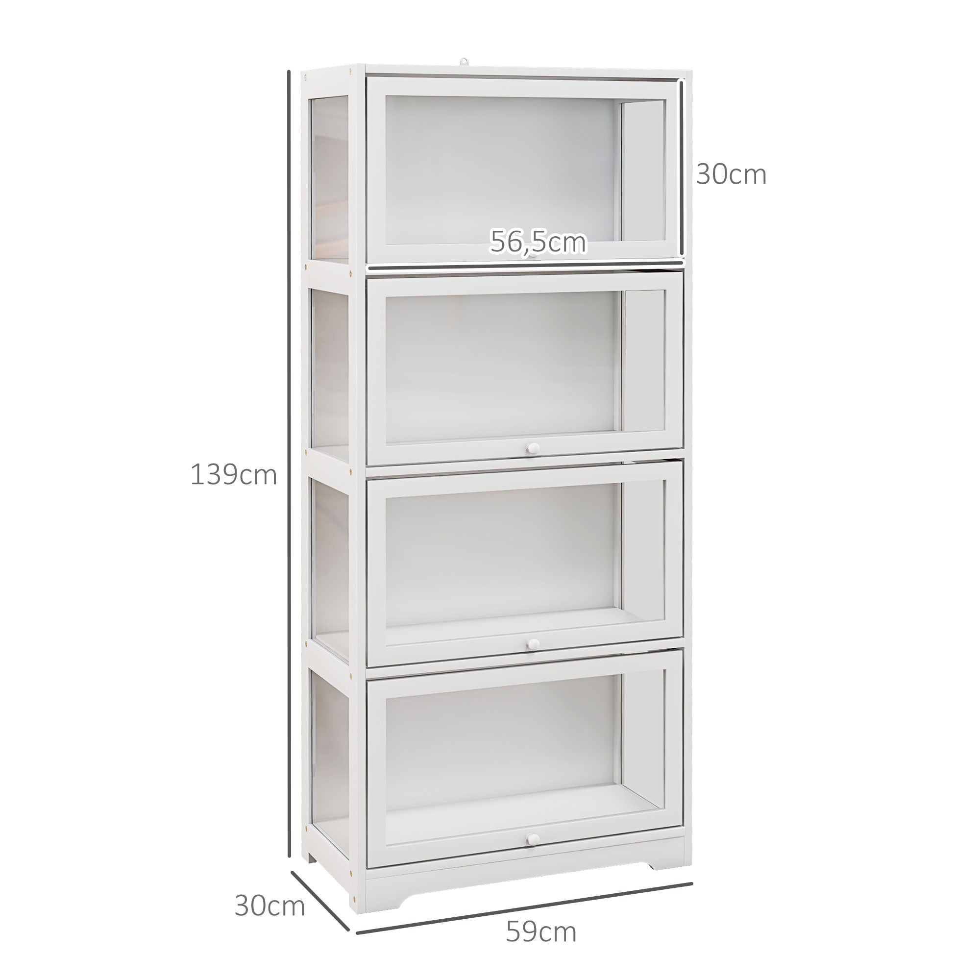 Vitrine Colecionador de 4 Níveis 59x30x139 cm Branco