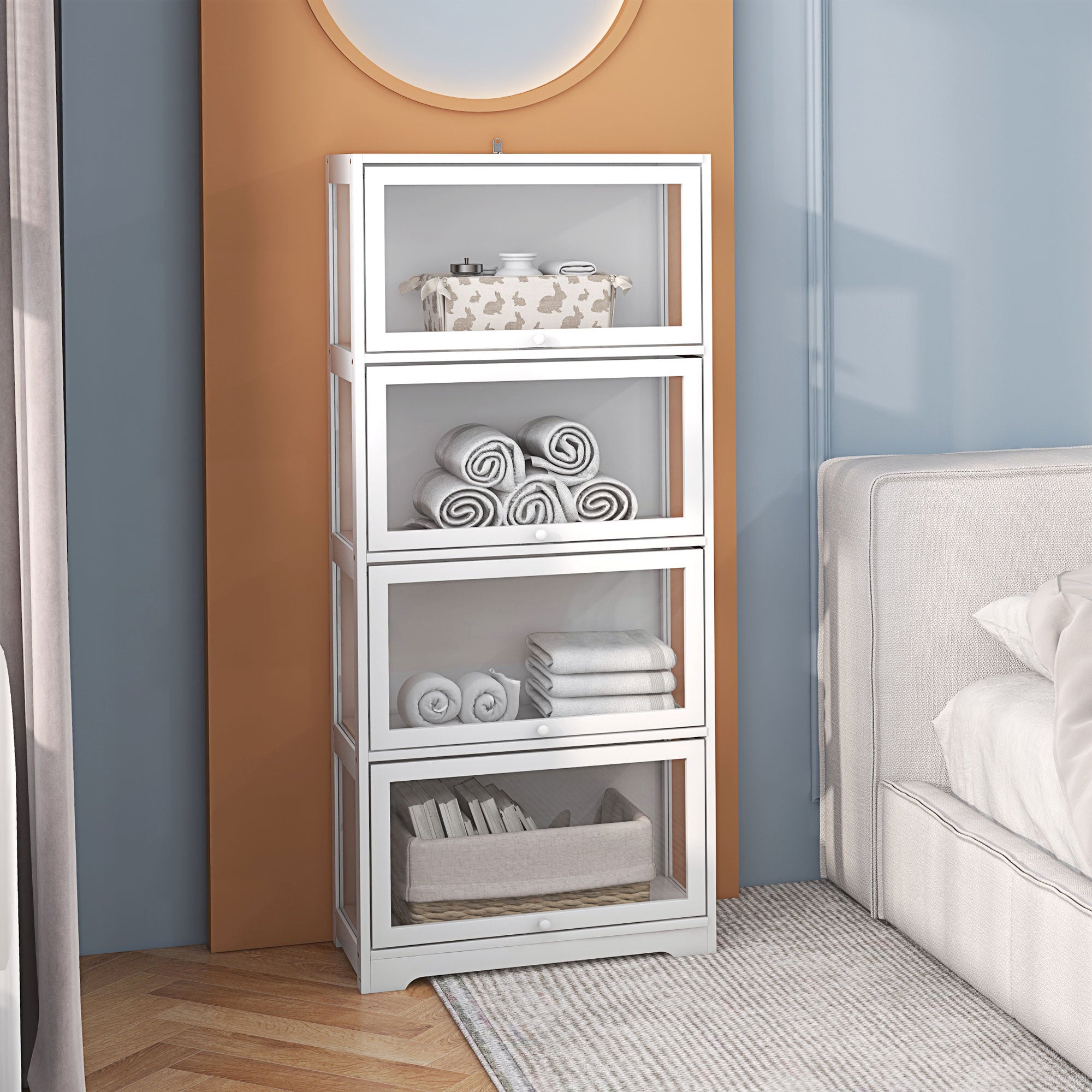 Vitrine Colecionador de 4 Níveis 59x30x139 cm Branco