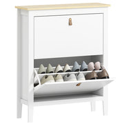 Sapateira Estreita com 2 Gavetas Abatíveis para 14 Pares de Sapatos - 80x24x95,5 cm - Branco