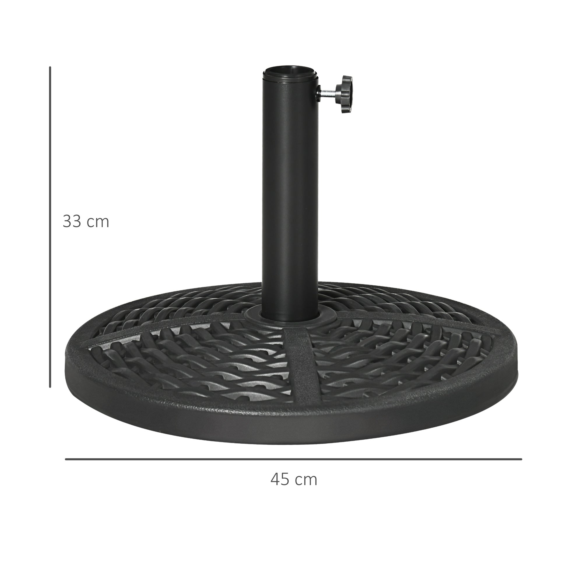 Base de Guarda Sol Redonda Preenchida de Cimento Ø45x33 cm - Cor Preto