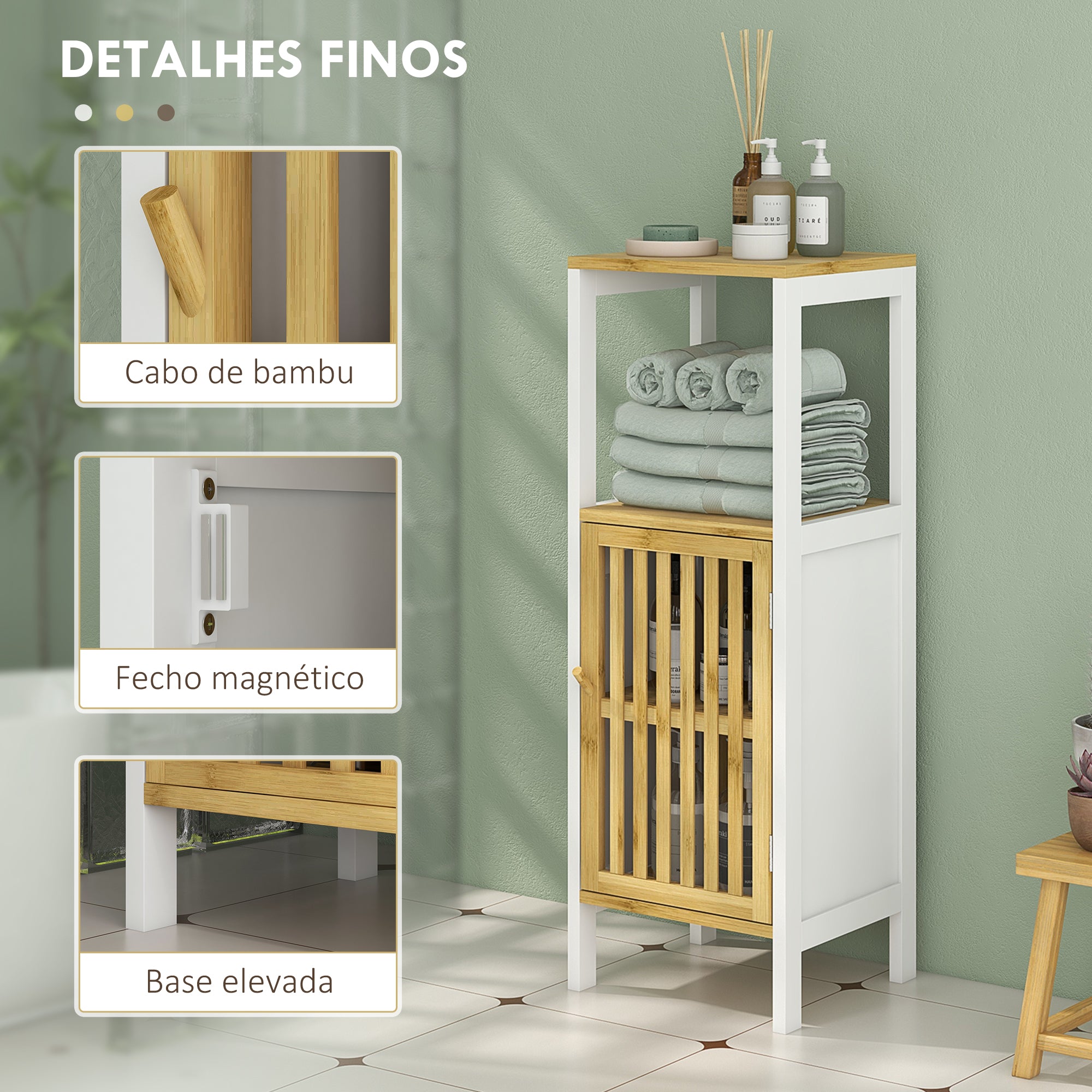 Armário Compacto Casa de Banho 32x30x90.5 cm - Branco