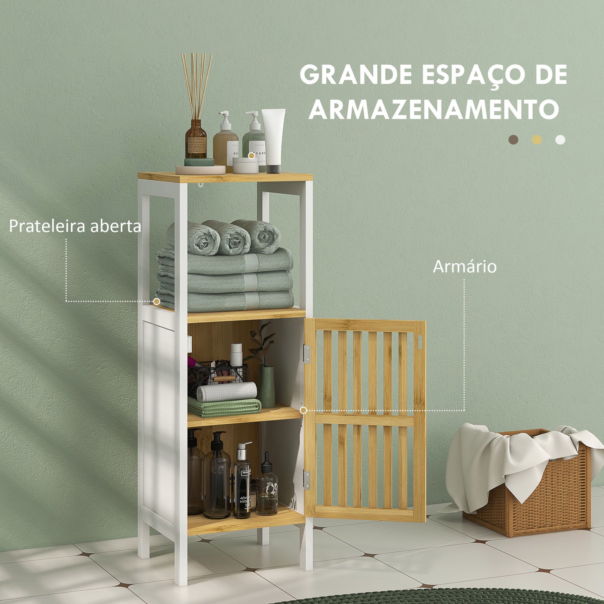 Armário Compacto Casa de Banho 32x30x90.5 cm - Branco