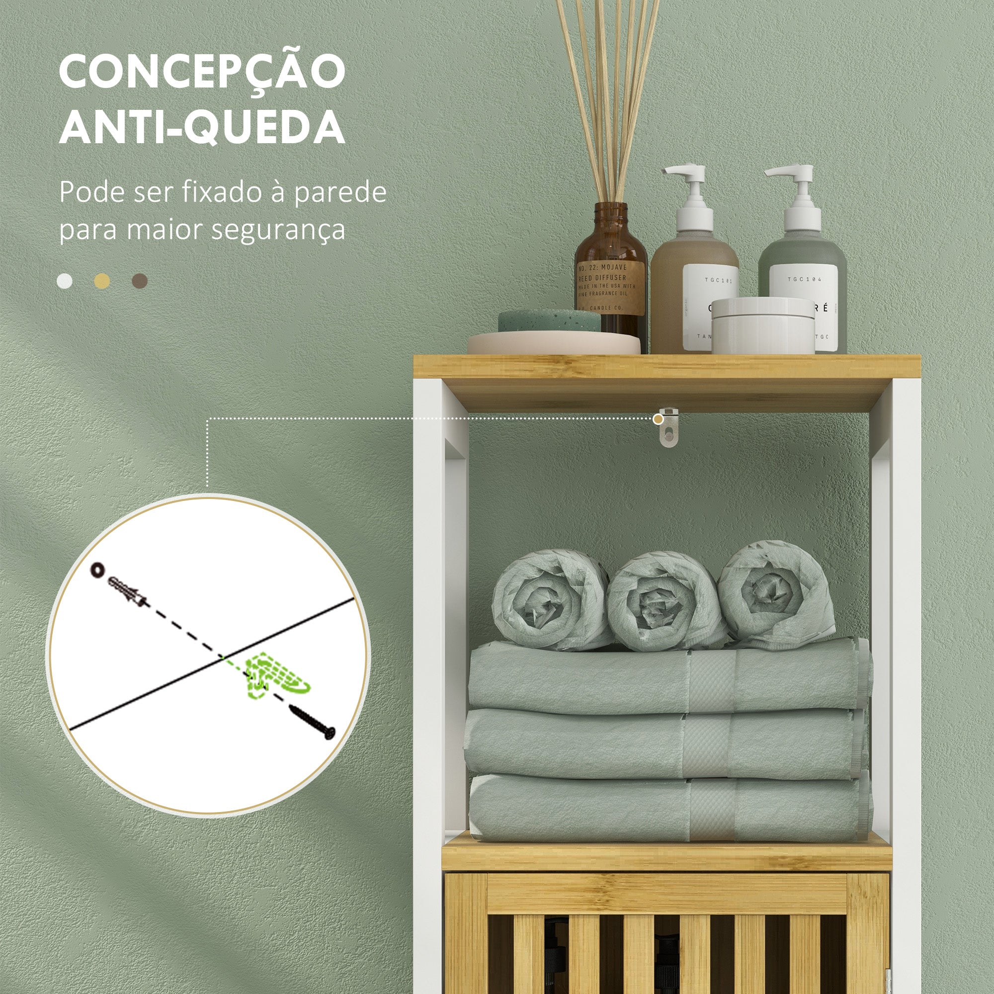 Armário Compacto Casa de Banho 32x30x90.5 cm - Branco