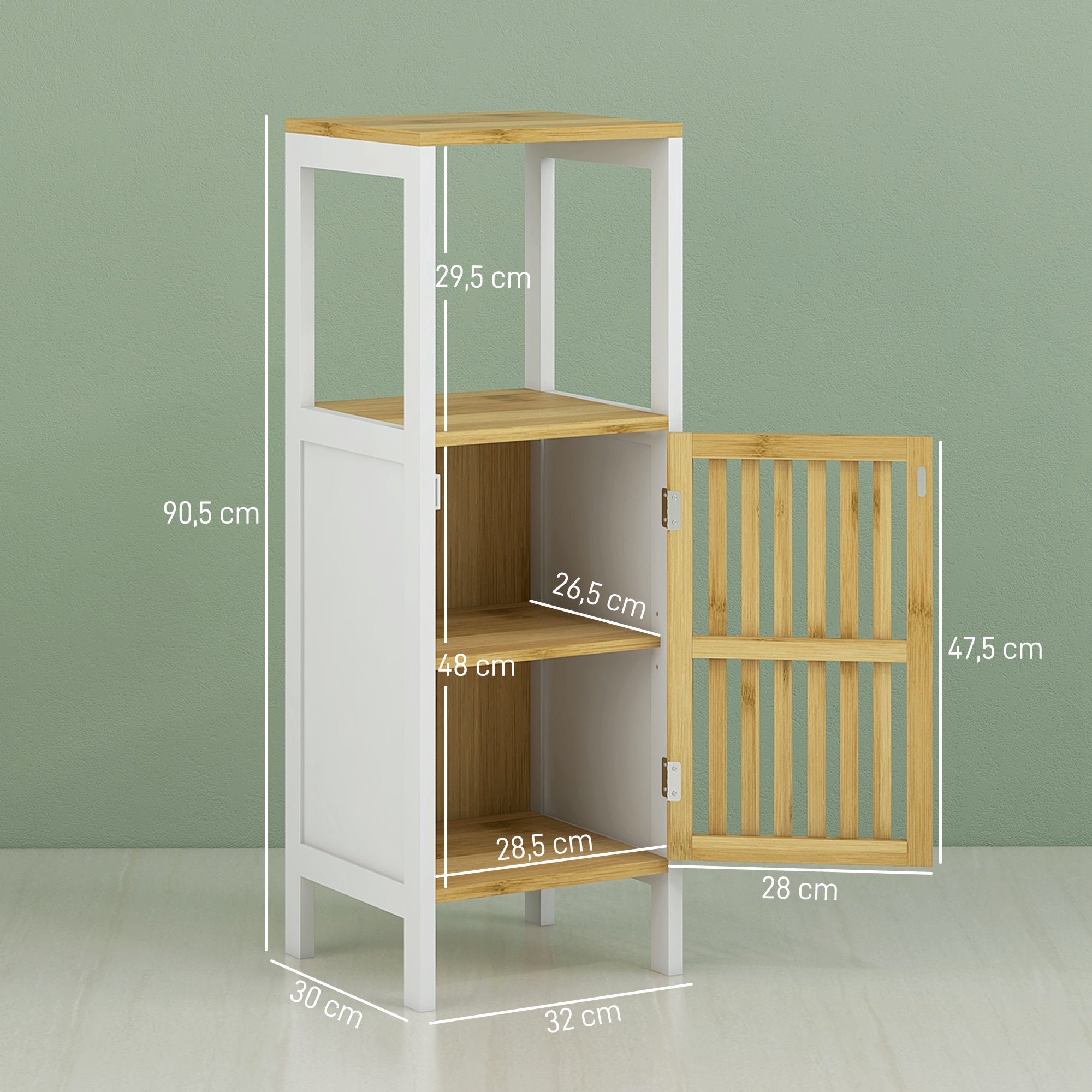 Armário Compacto Casa de Banho 32x30x90.5 cm - Branco